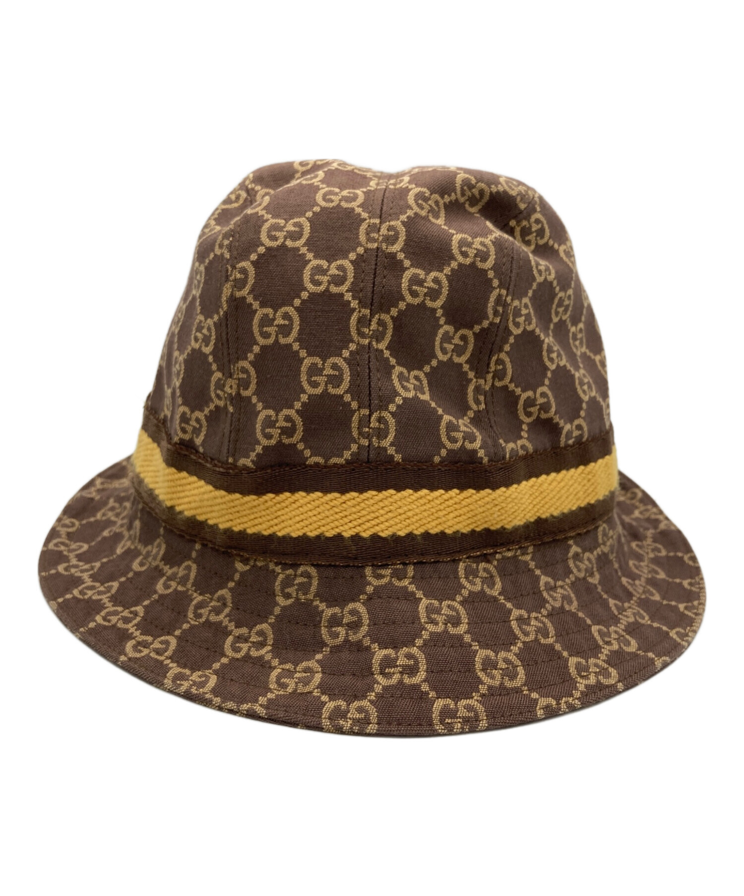 【ほぼ未使用】グッチ バケットハット GGキャンバス ブラウン Sサイズ 57 中古・古着通販】GUCCI (グッチ) GGキャンバス バケットハット