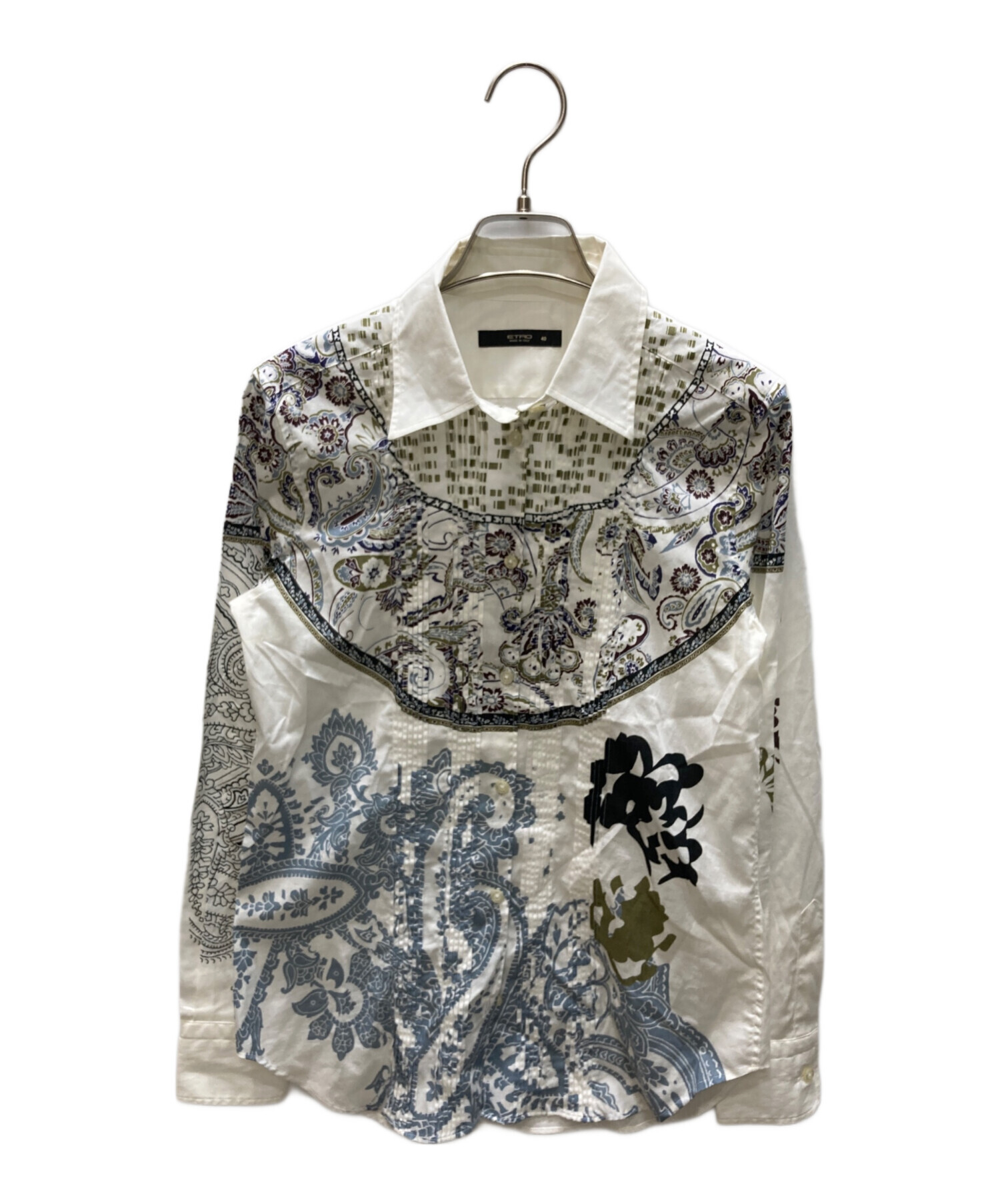 中古・古着通販】ETRO (エトロ) ピンタックプリントシャツ ホワイト