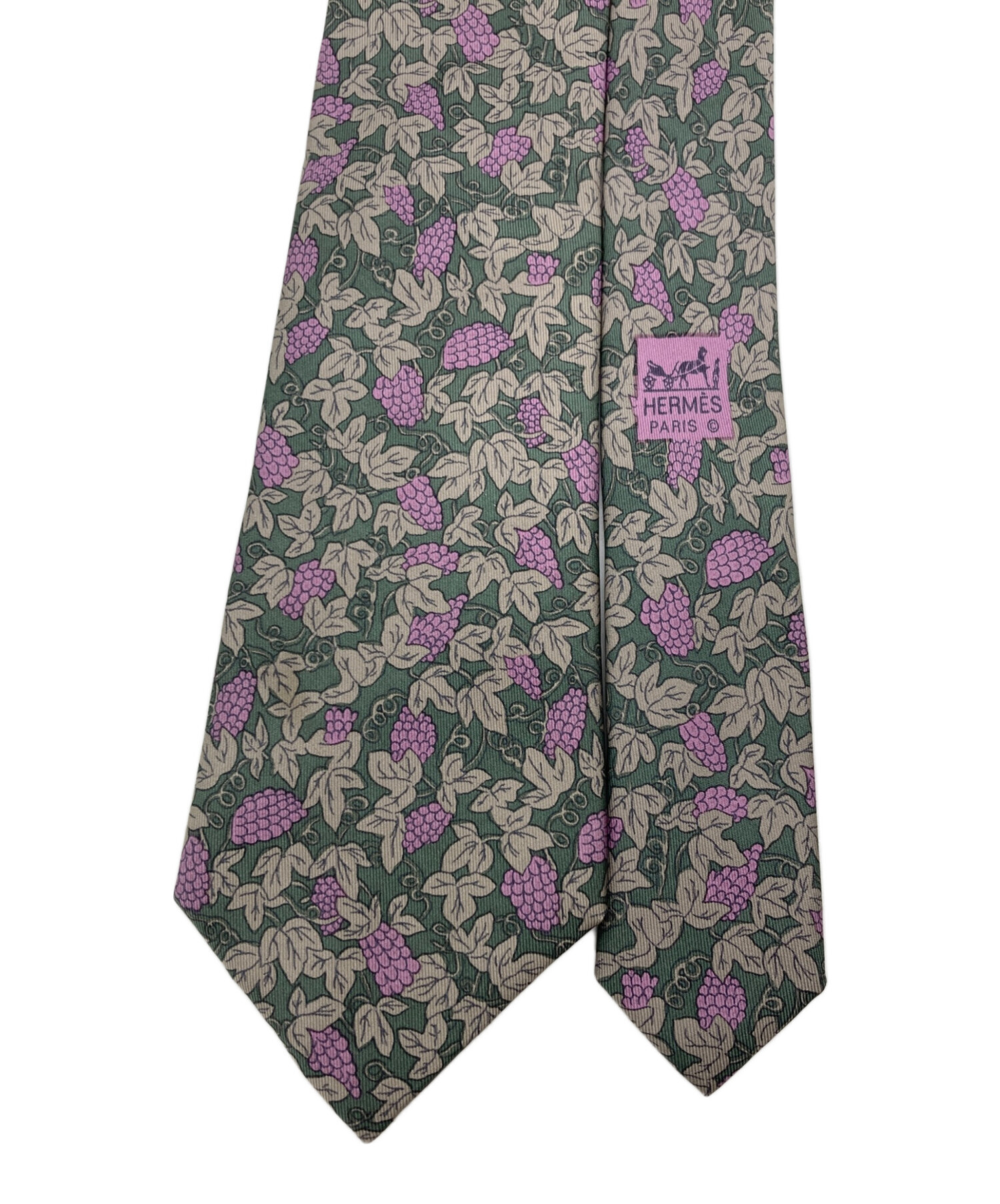 中古・古着通販】HERMES (エルメス) シルクネクタイ グリーン×パープル
