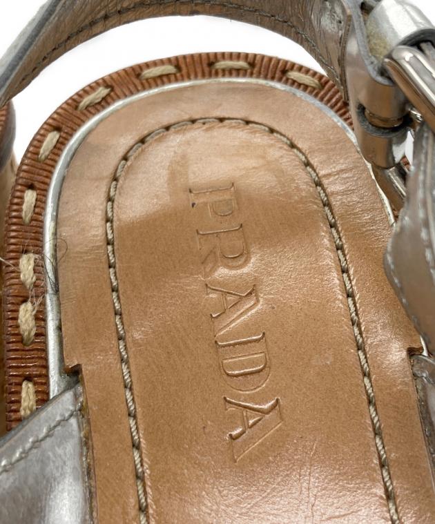 中古・古着通販】PRADA (プラダ) メタリックシルバー クロスストラップ