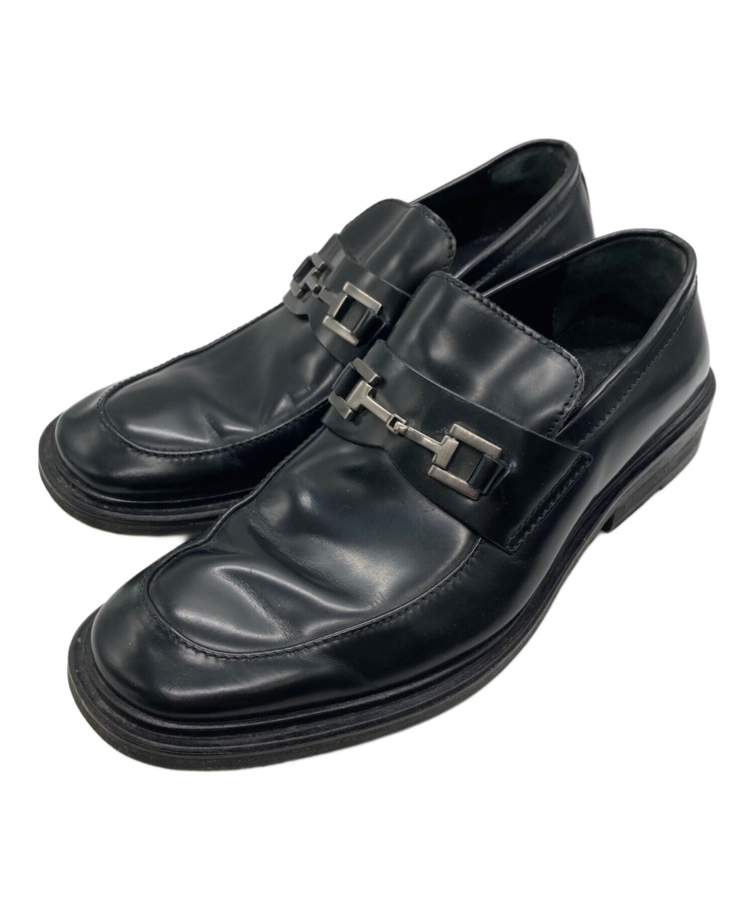 中古・古着通販】GUCCI (グッチ) スクエアビットローファー ブラック