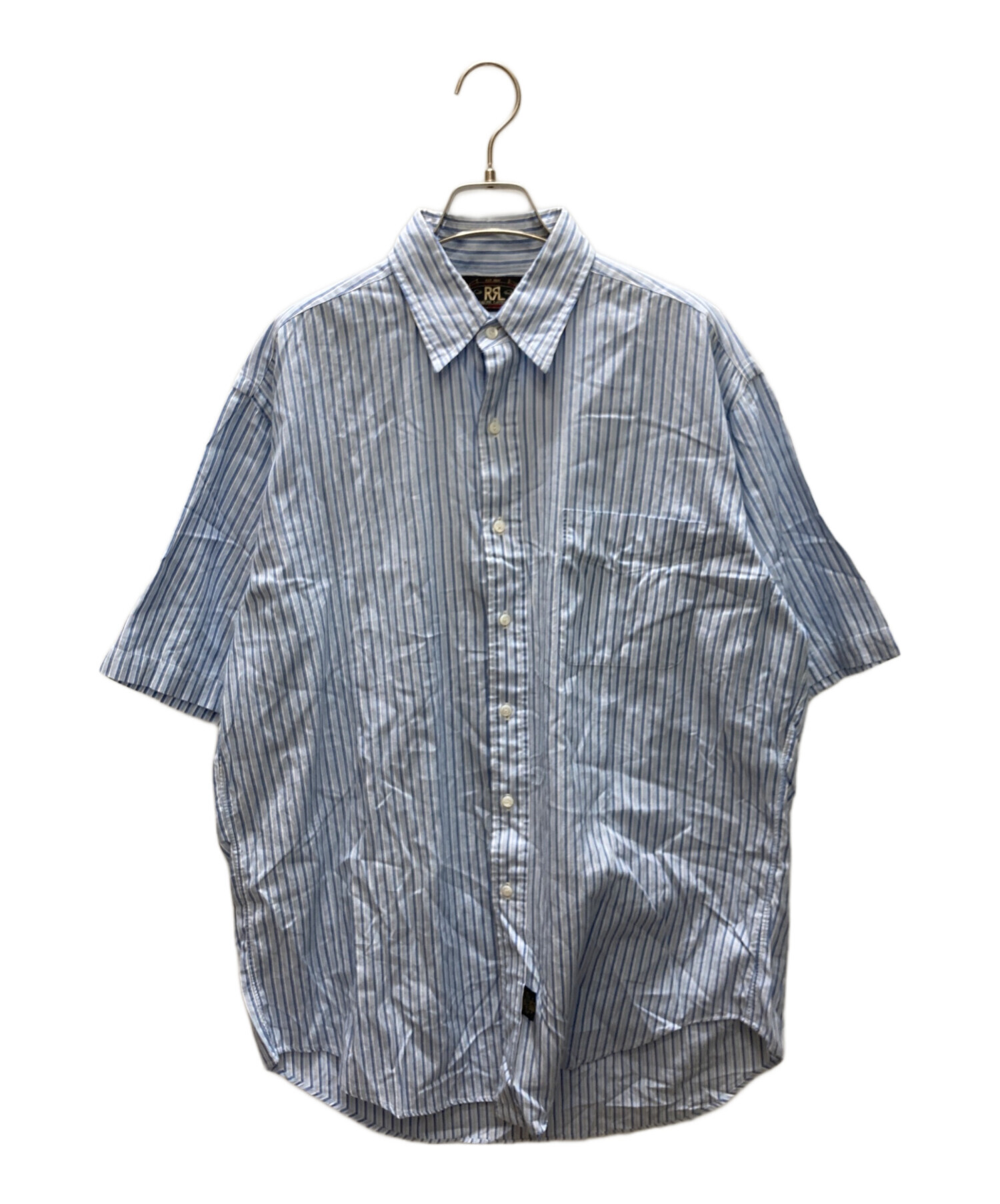RRL ダブルアールエル ストライプ 半袖シャツ 中古・古着通販】RRL (ダブルアールエル) ストライプシャツ ブルー