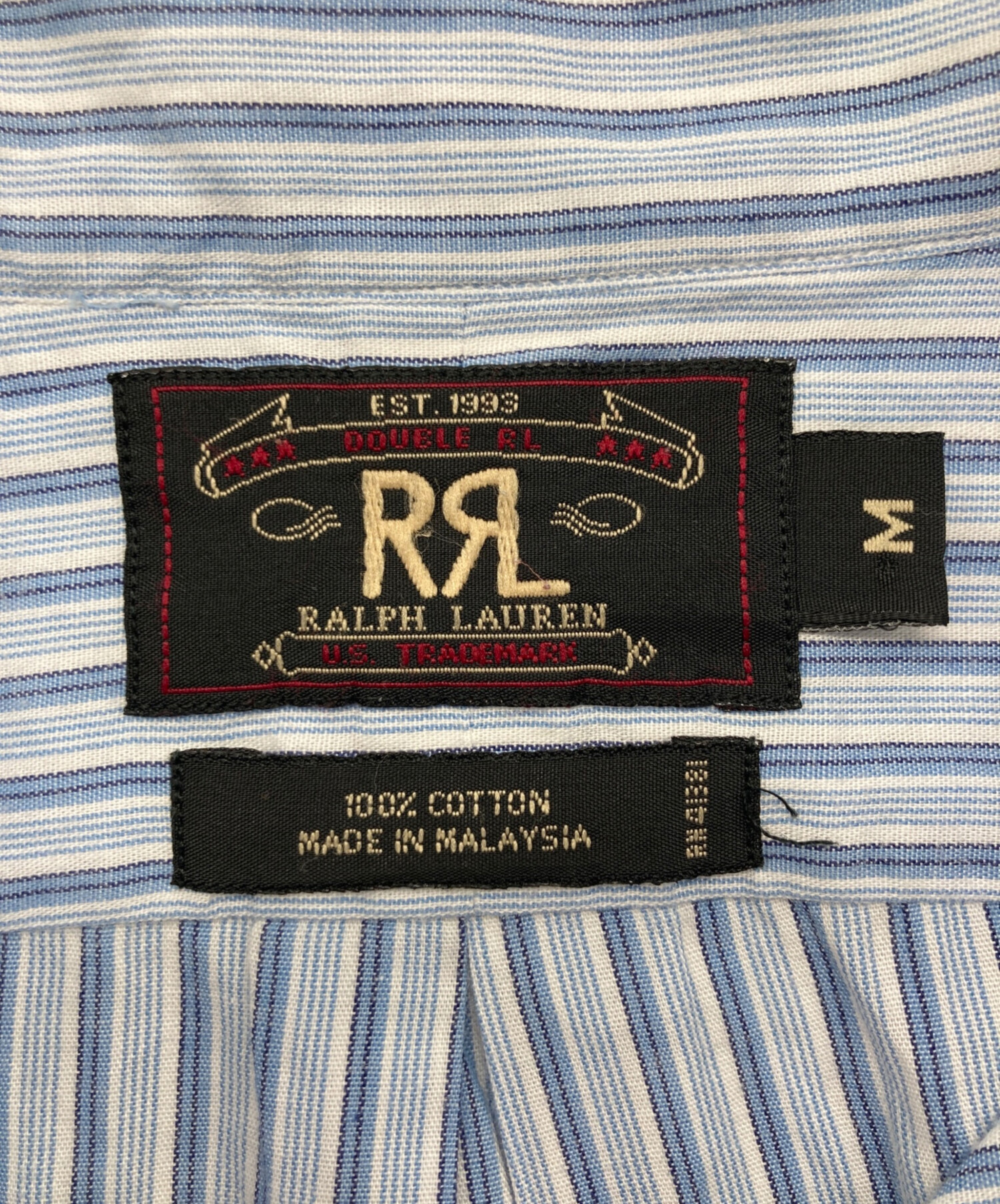 中古・古着通販】RRL (ダブルアールエル) ストライプシャツ ブルー