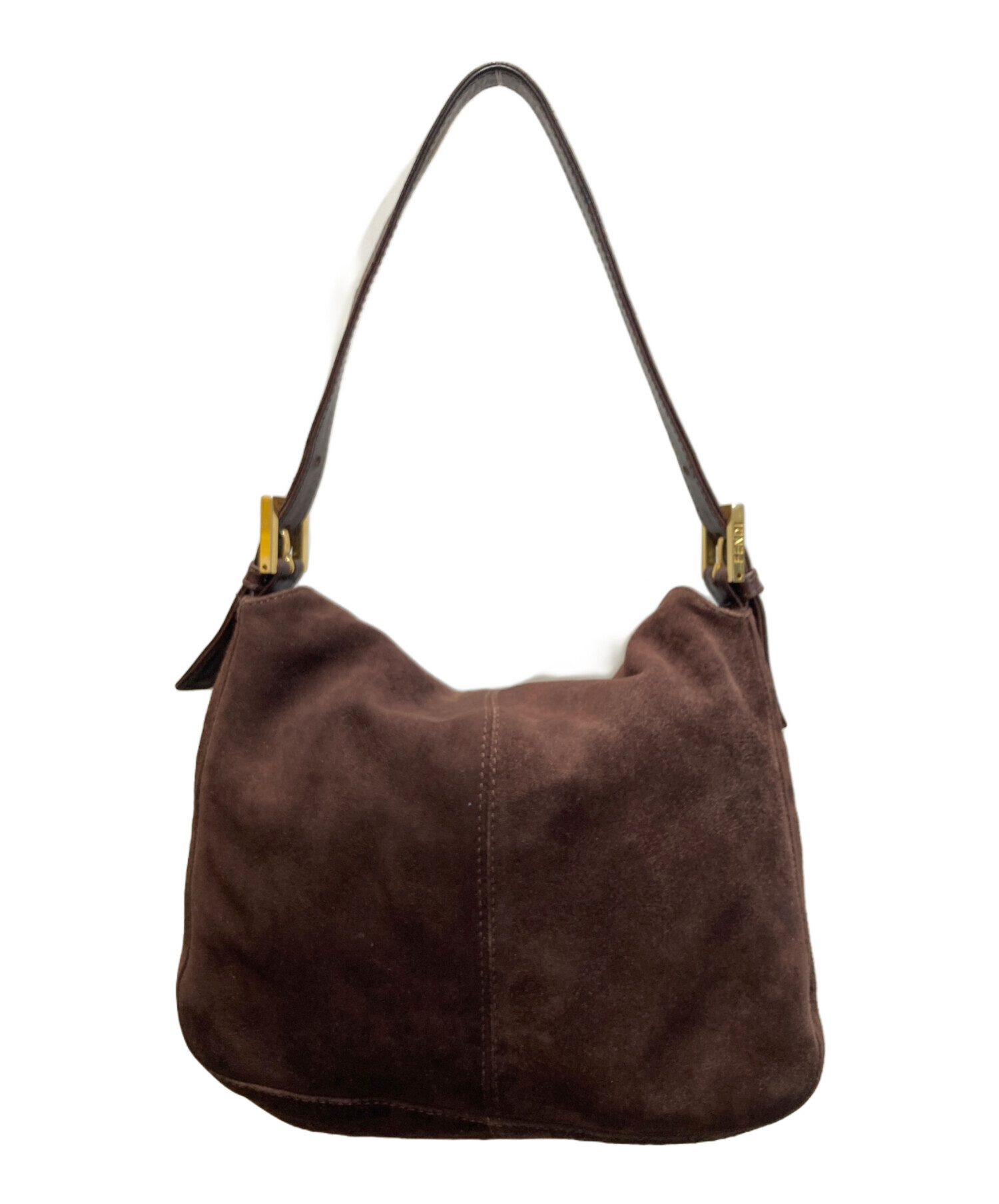 FENDI フェンディ バゲット スエード チョコブラウン エナメルバックル FENDI フェンディ バゲット スエード チョコブラウン エナメルバックル