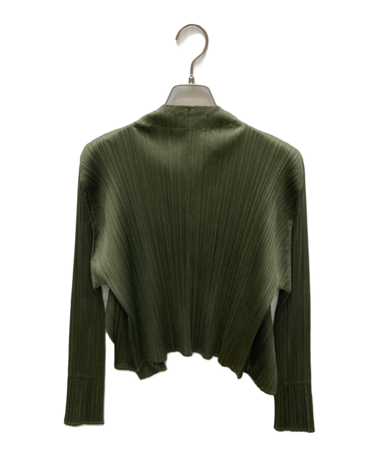 PLEATS PLEASE カーディガン 長袖 オリーブ サイズ4 中古・古着通販】PLEATS PLEASE (プリーツプリーズ) プリーツ