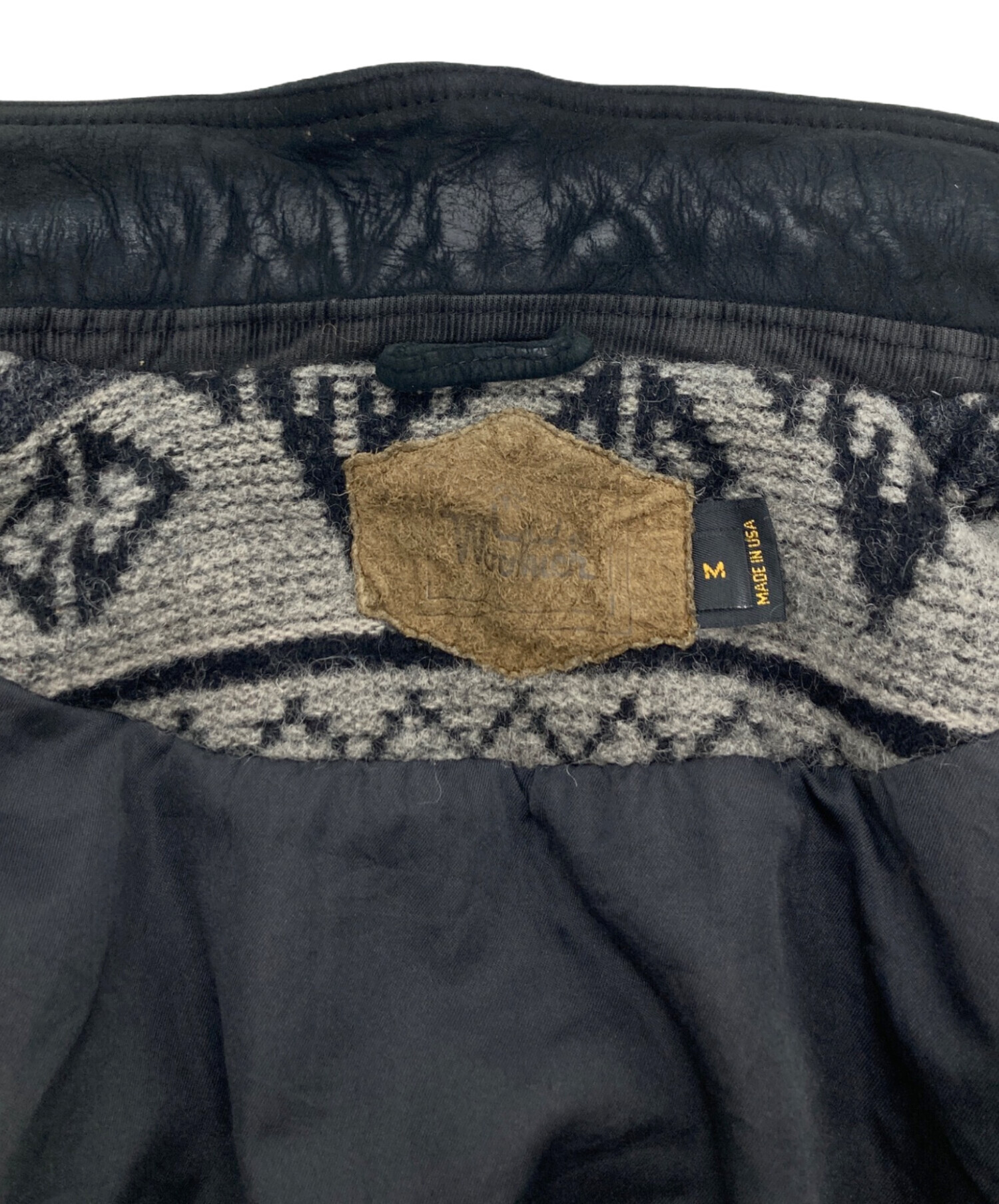 中古・古着通販】WOOLRICH (ウールリッチ) 襟レザーネイティブ柄