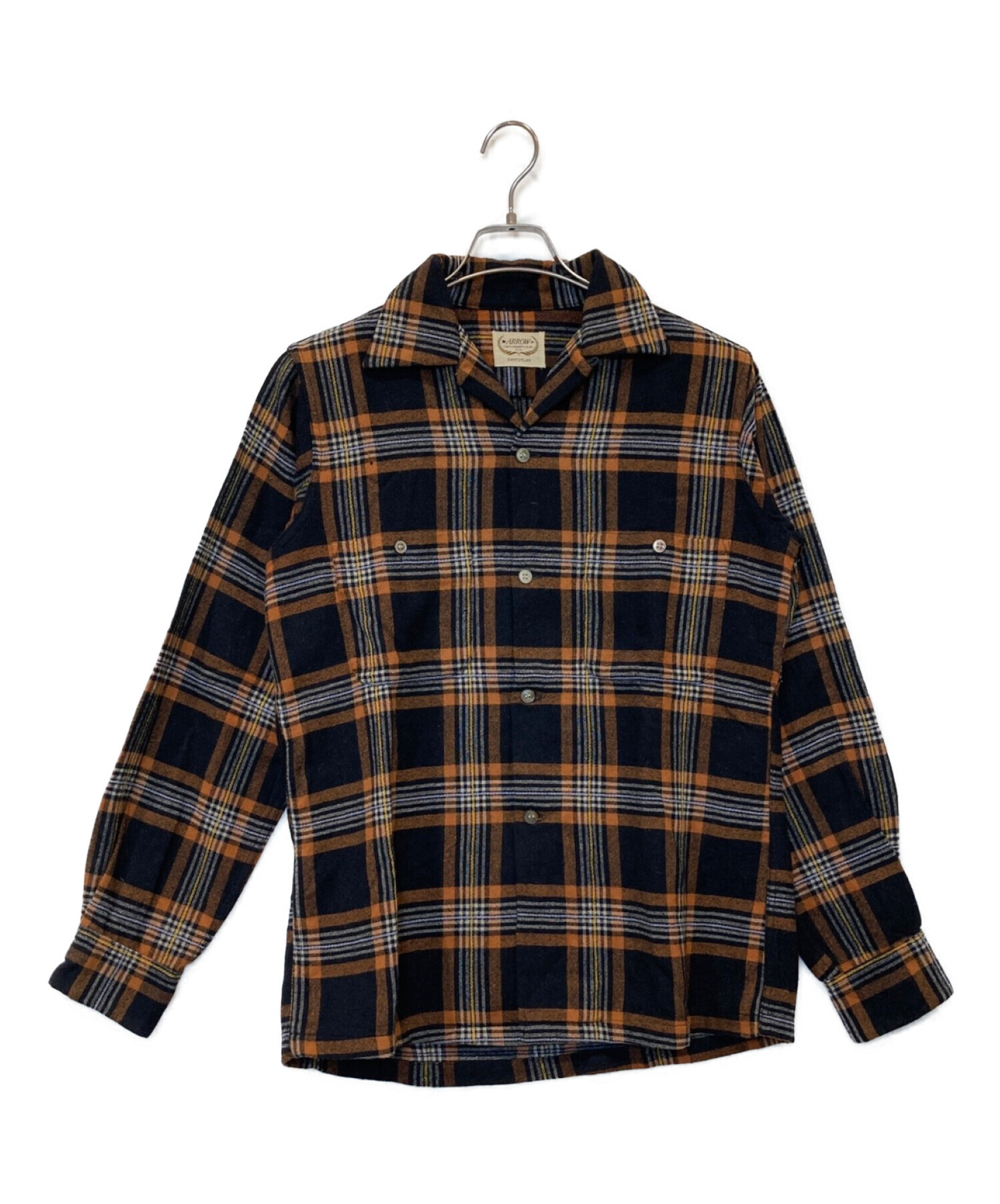 古着 60年代 アロー Arrow オンブレチェック 長袖 オープンカラー