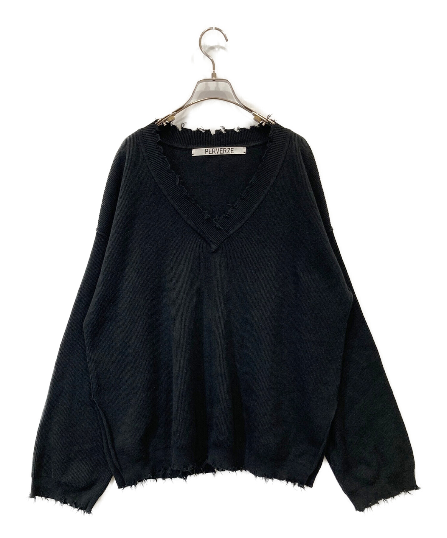 中古・古着通販】PERVERZE (パーバーズ) ダメージ加工ニット ブラック