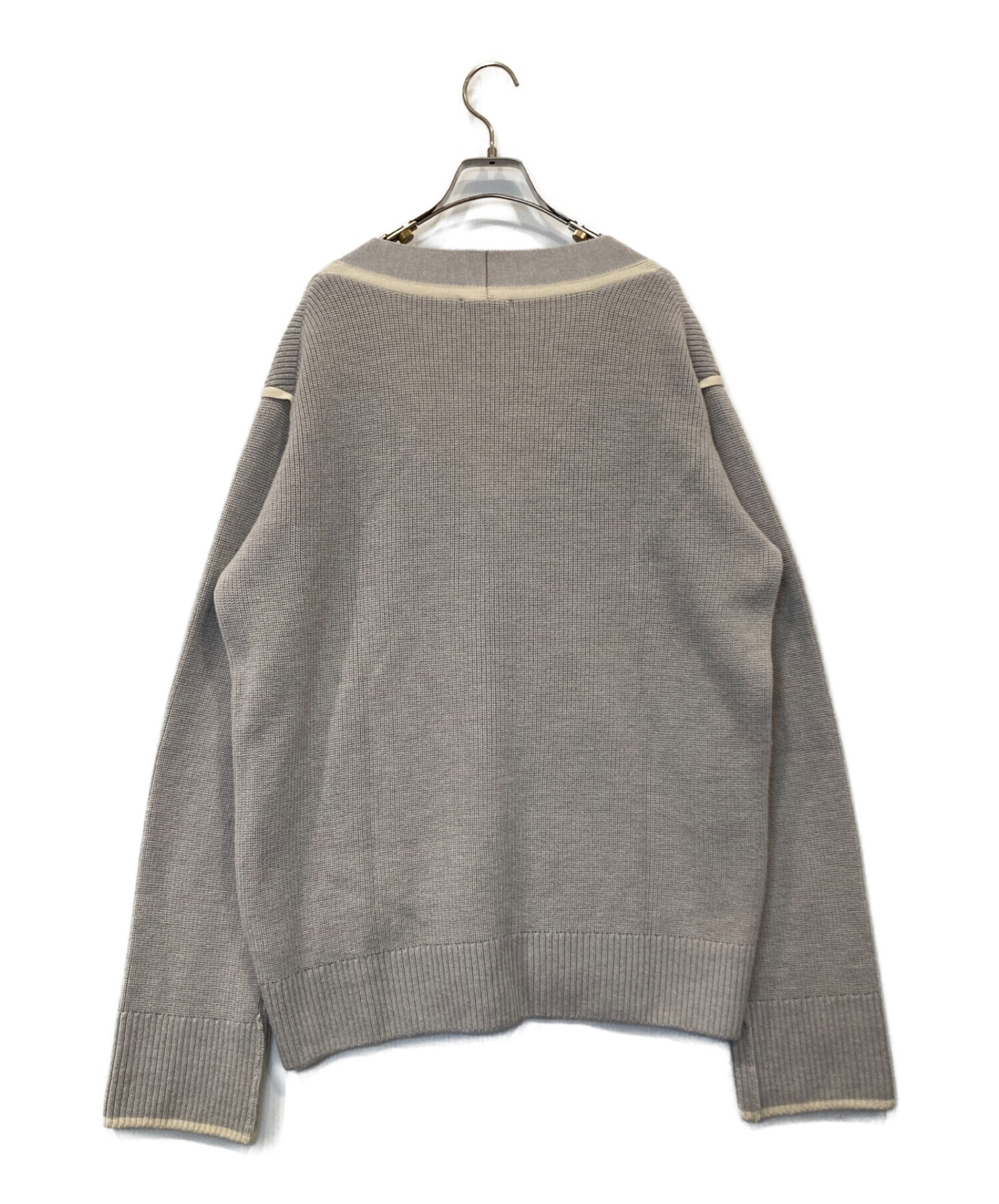 中古・古着通販】YORI (ヨリ) 配色ニットカーディガン グレー