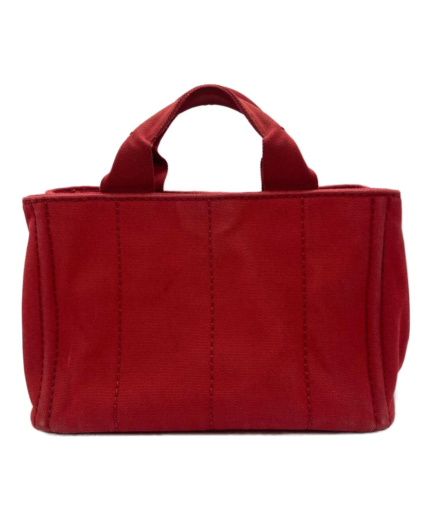 中古・古着通販】PRADA (プラダ) ミニカナパトートバッグ レッド 中古・古着通販】PRADA (プラダ) ミニカナパトートバッグ レッド