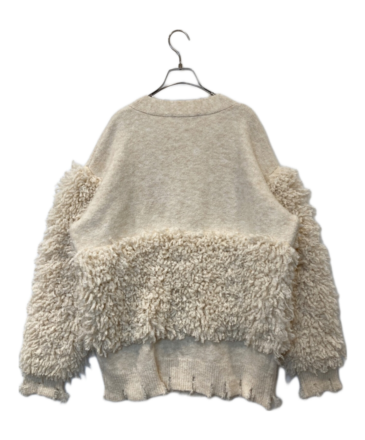 【美品】  MECRE / メクル | MECRE / メクル ループ ヤーン ダメージ ニット カーディガン | F | アイボリー | レディース 中古・古着通販】MECRE (メクル) ループヤーンダメージニット