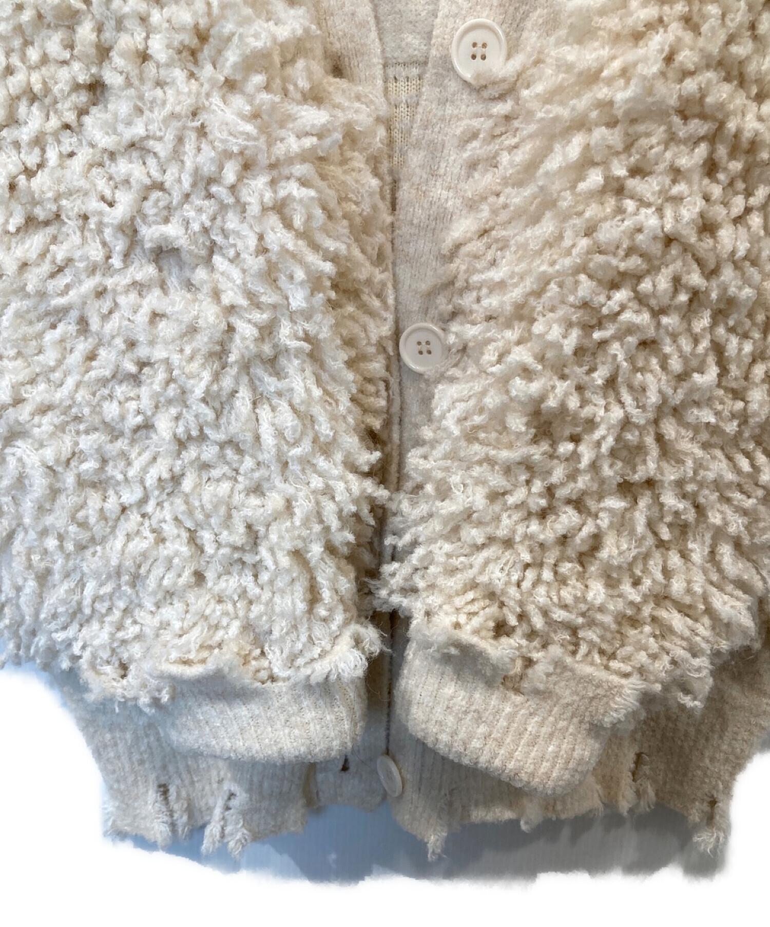 【美品】  MECRE / メクル | MECRE / メクル ループ ヤーン ダメージ ニット カーディガン | F | アイボリー | レディース 3071000389393518_01_6003.jpeg