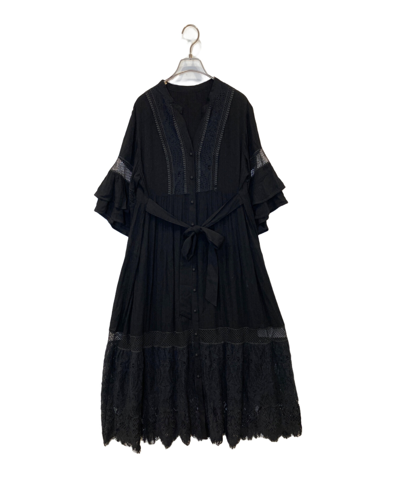 グレースクラス GRACE Class レースマキシワンピース 36 黒 Grace