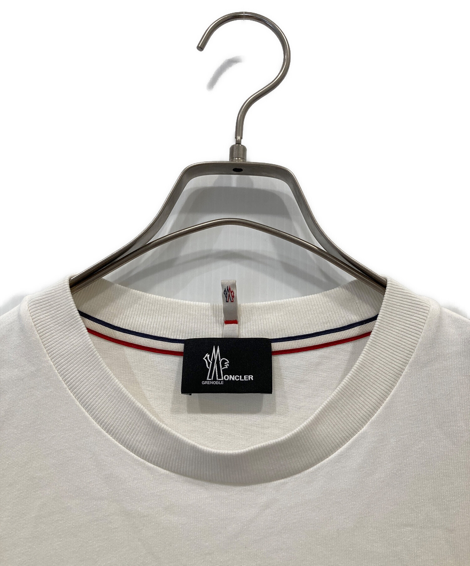 希少 MONCLER　モンクレール　Tシャツ　白　メンズ　古着 MONCLER（モンクレール） メンズ Tシャツ 半袖 ワンポイント クルー