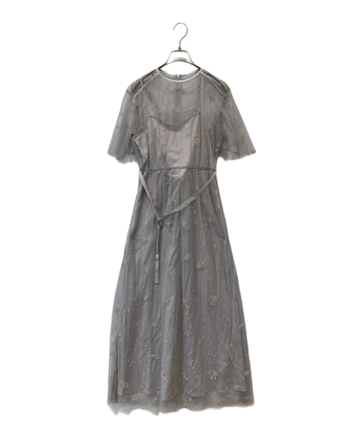 FURFUR ドレス グレー FURFUR グレー リボン付きラメチュールドレス