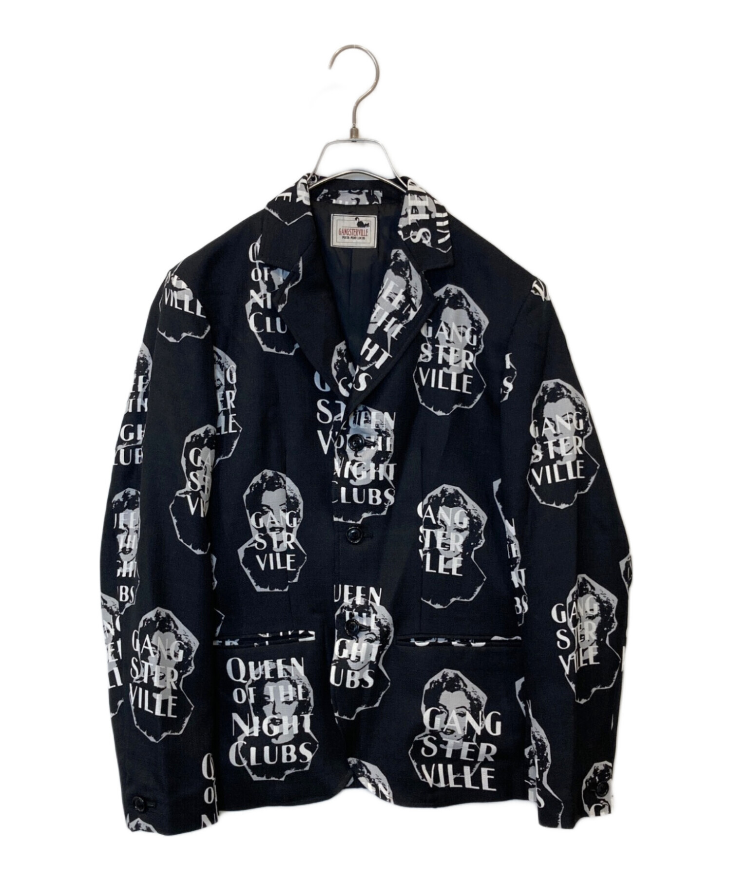 d*9様 GANGSTERVILLE テーラードジャケット 白黒プリント 中古・古着通販】GANGSTERVILLE (ギャングスタービル) テーラード