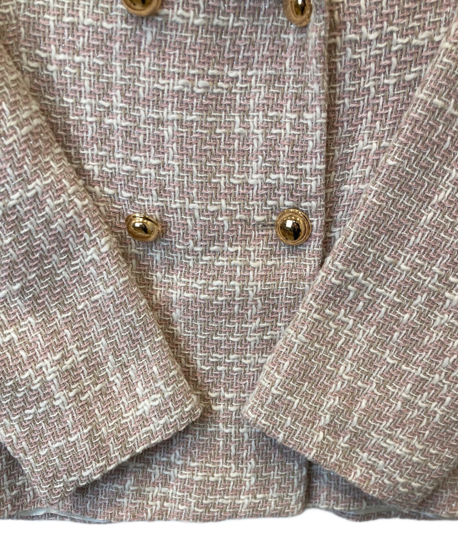 【タグ付き未使用】ZARA ザラ　ゴールドボタンテクスチャーブレザー エクリュ 中古・古着通販】ZARA (ザラ) テクスチャー ダブルブレスト ブレザー