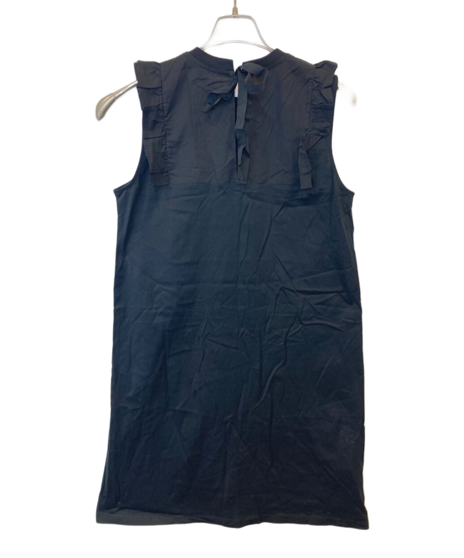 PRADA フリルノースリーブワンピース ブラック