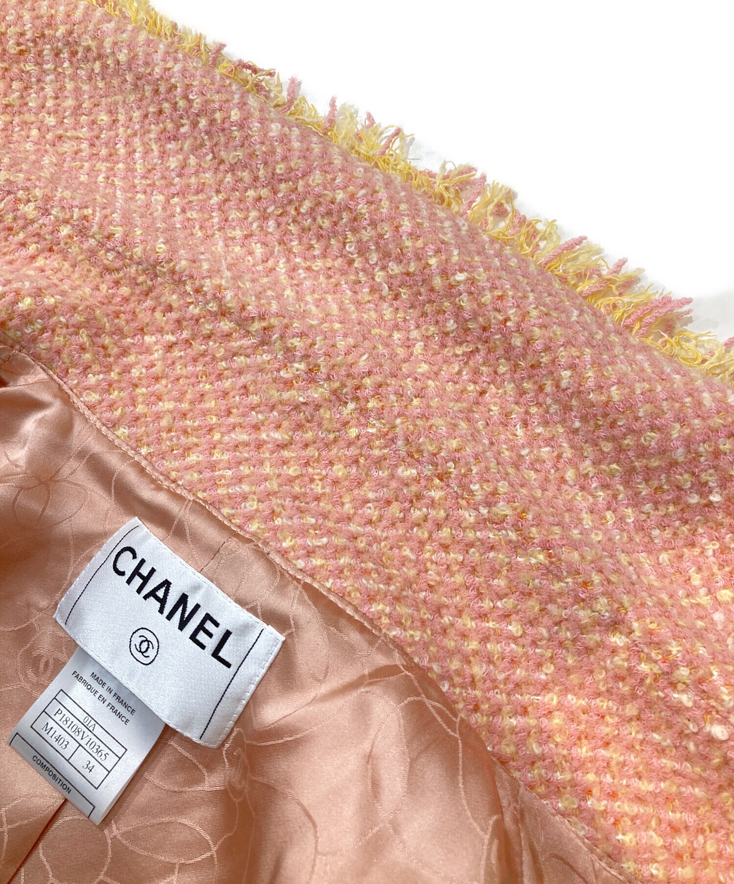USED 古着 ピンク ローン レース 刺繍 シルク混 ジャケット 中古・古着通販】CHANEL (シャネル) ツイードテーラードジャケット