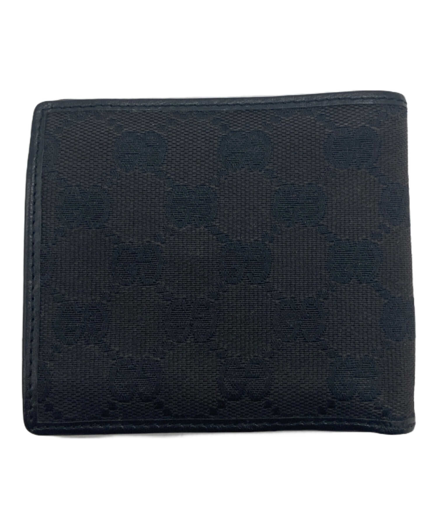 中古・古着通販】GUCCI (グッチ) GGキャンバス二つ折り財布 ブラック 
