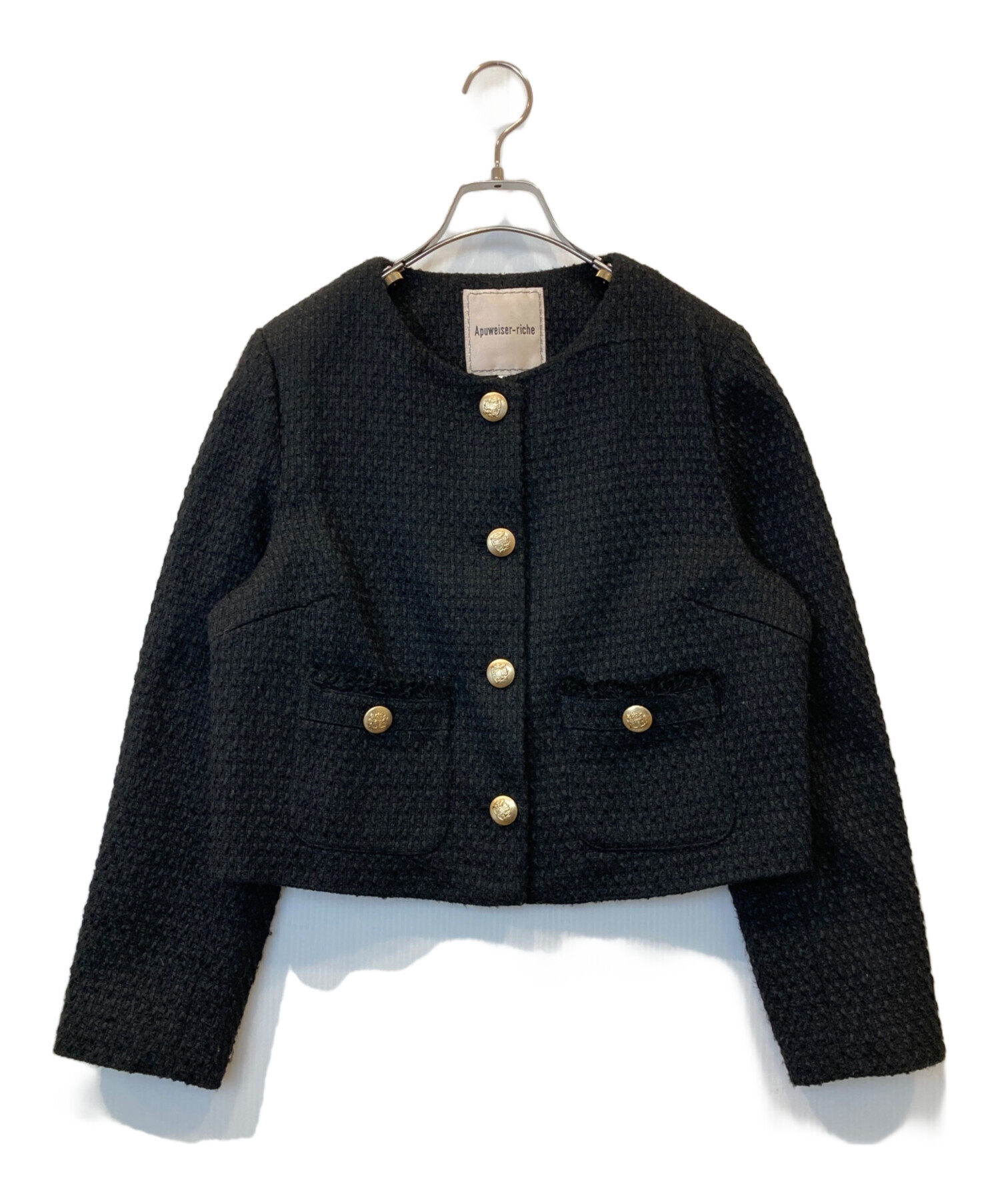 値下げアプワイザーリッシェ フラップツイードジャケット キャメル S