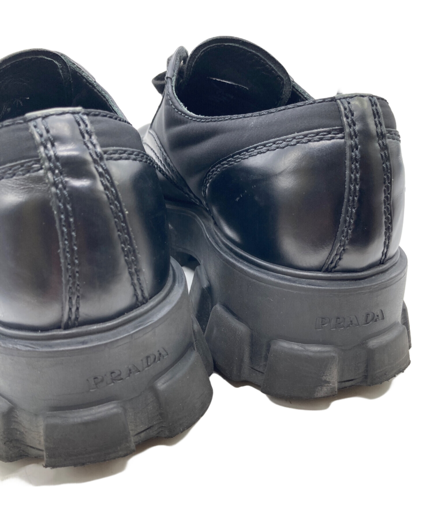 UK7 1/2 PRADA ブラック ドレスシューズ プラダ パテントレザー 7 ブラック メンズ ドレスシューズ PRADA