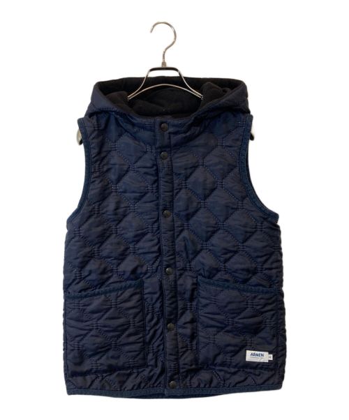 アーメン　キルティング　ジッパー　 ベスト 中古・古着通販】ARMEN (アーメン) NYLON QUILT REVERSIBLE HOODED