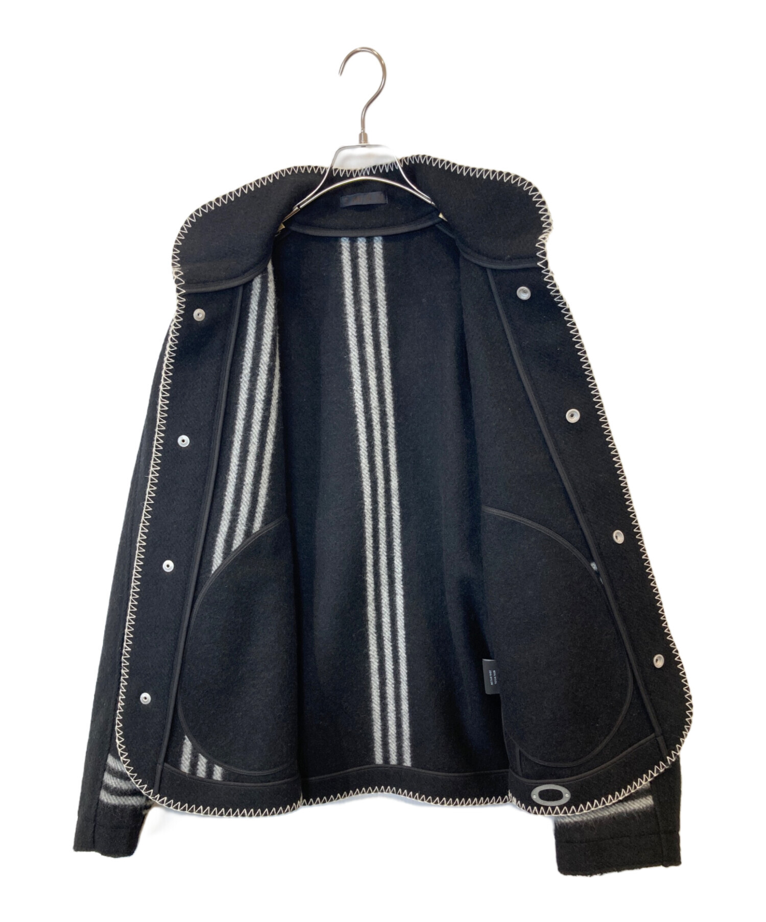 3MAN ブランケットジャケット 中古・古着通販】3MAN (スリーマン) ブランケットジャケット ブラック