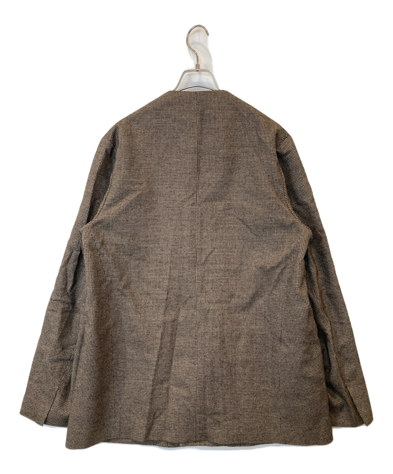 【取引中】PORT BY ARK ブラウン ノーカラージャケット サイズ2 中古・古着通販】PORT BY ARK (ポートバイアーク) No Collar Jacket