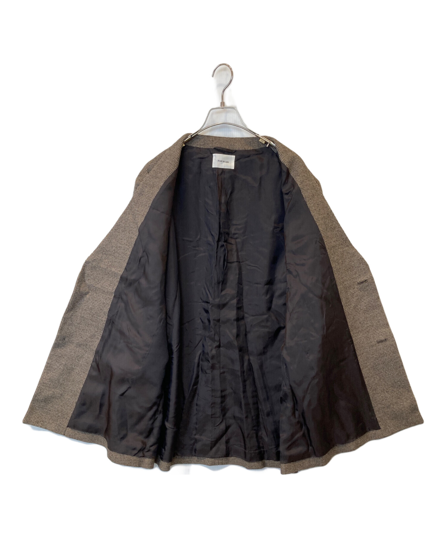 【取引中】PORT BY ARK ブラウン ノーカラージャケット サイズ2 中古・古着通販】PORT BY ARK (ポートバイアーク) No Collar Jacket