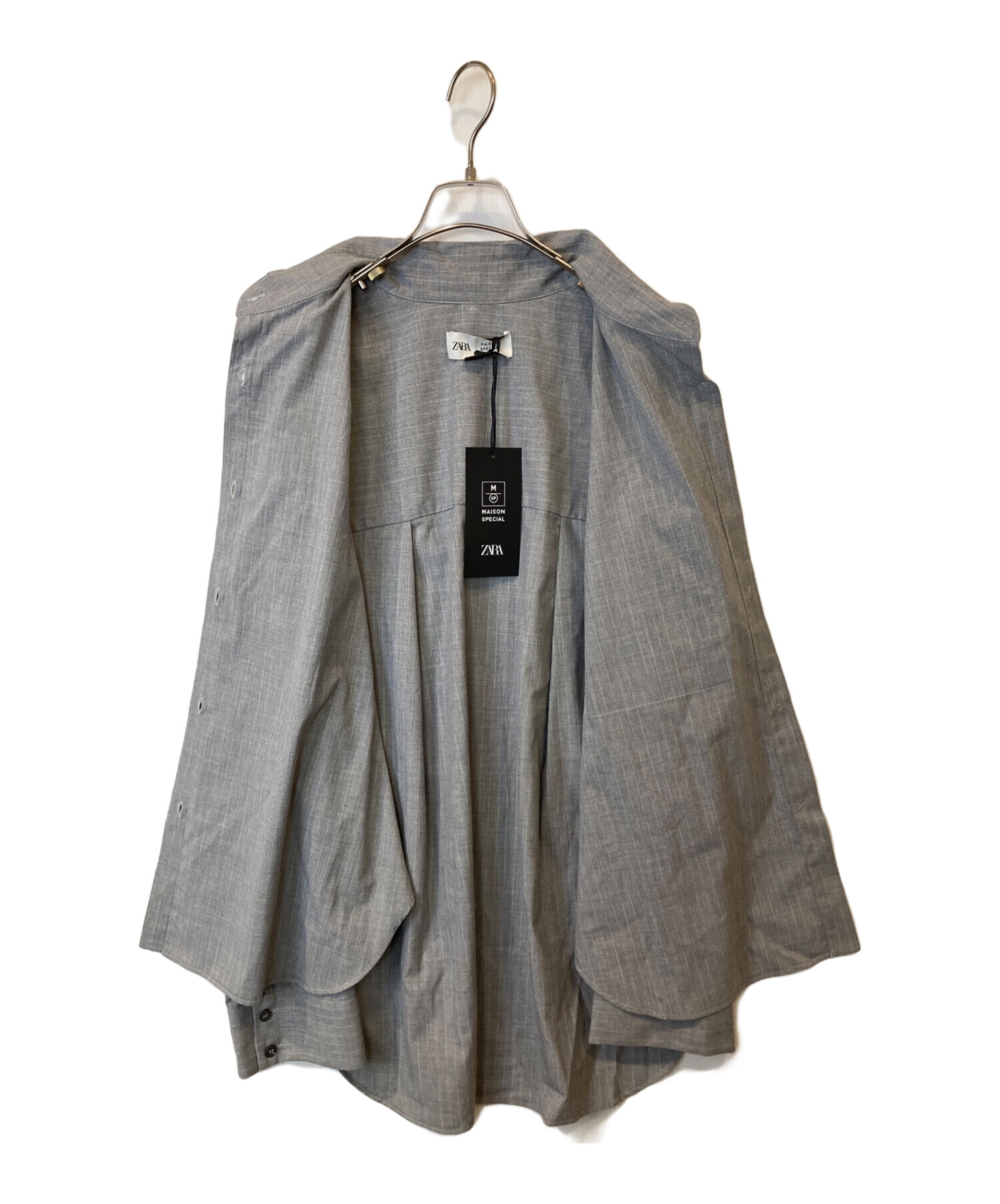 ZARA×メゾンスペシャル★ネクタイ付き　シャツ　グレー 中古・古着通販】ZARA (ザラ) MAISON SPECIAL (メゾンスペシャル