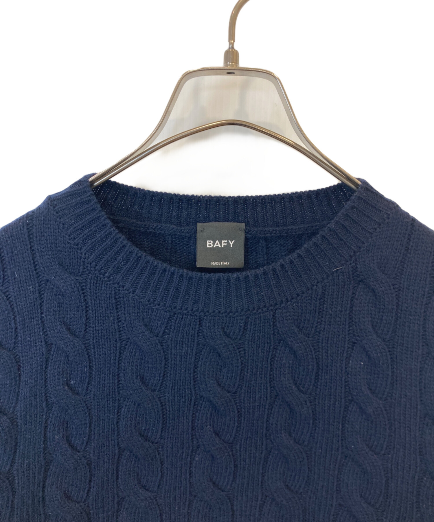 【美品クリーニング済】BAFYバフィーネイビーブルーモクネックセーターM 中古・古着通販】BAFY (バフィー) ケーブルニット ネイビー サイズ:S