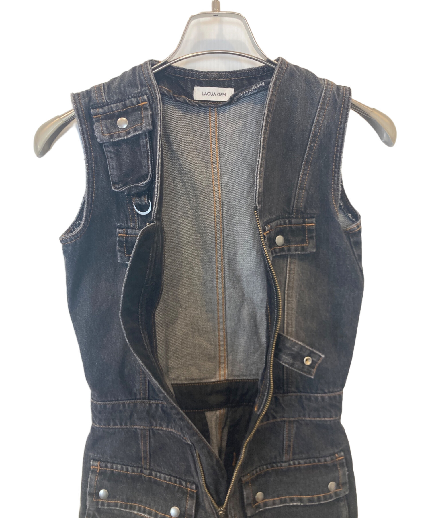 LAGUA GEM POCKET DENIM MINI オールインワン LOVER DENIM HEART 