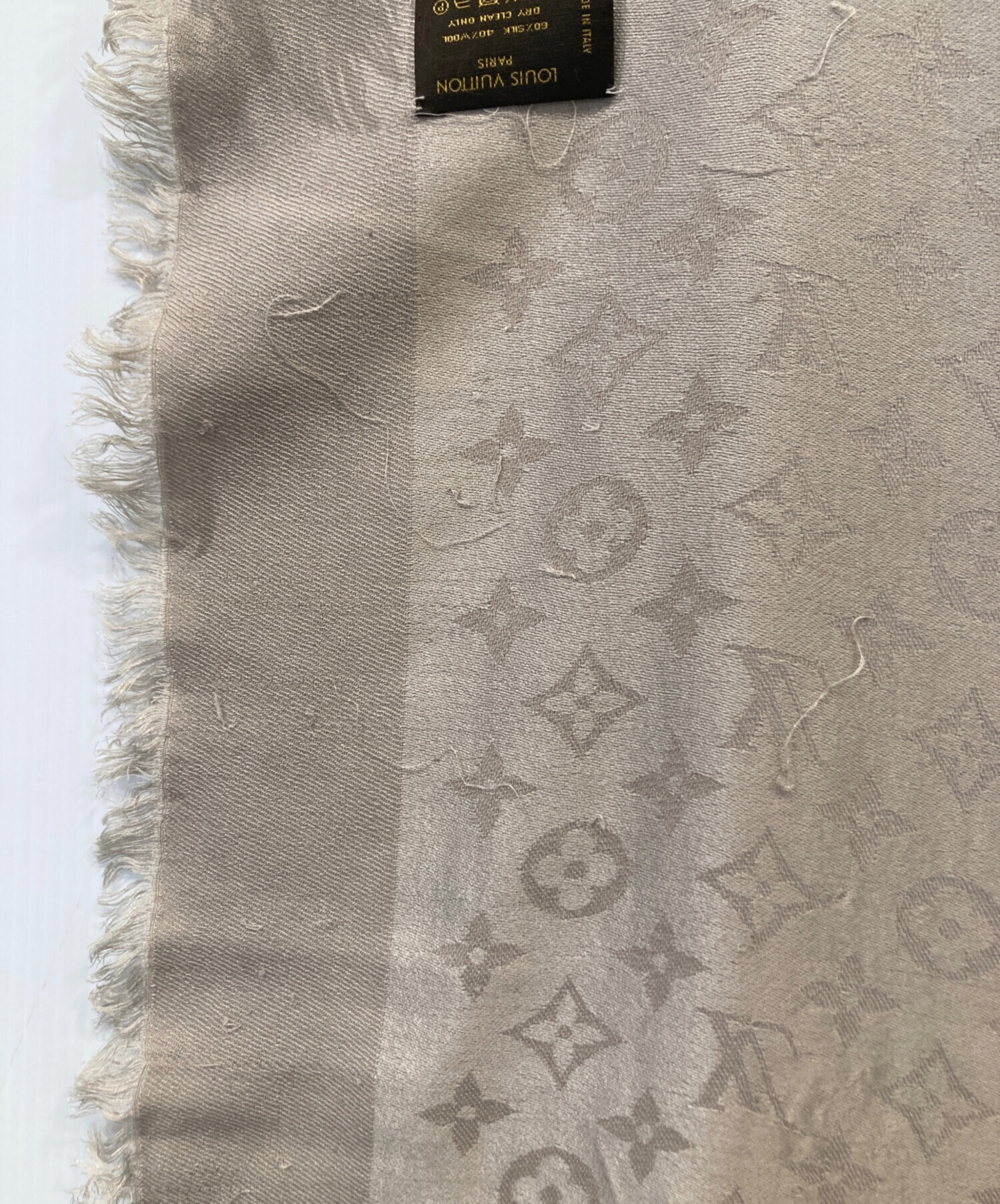 ルイヴィトン 大判スカーフ スカーフ　ストール ブラウン ウール シルク LOUIS VUITTON ルイヴィトン モノグラム シルク×ウール ストール