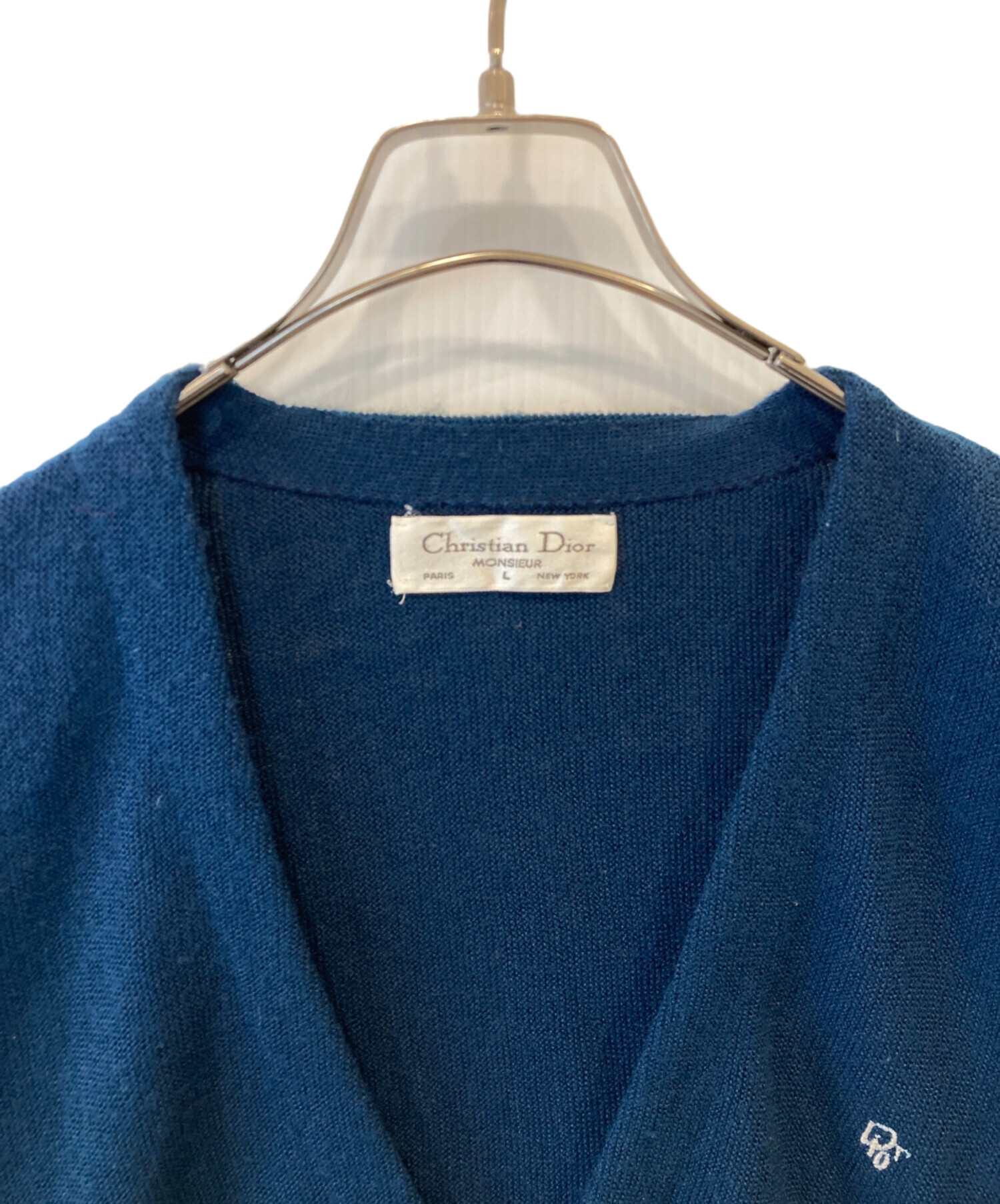 Christian Dior カシミヤ混 ネイビー カーディガン 34サイズ 中古・古着通販】Christian Dior MONSIEUR (クリスチャンディオール
