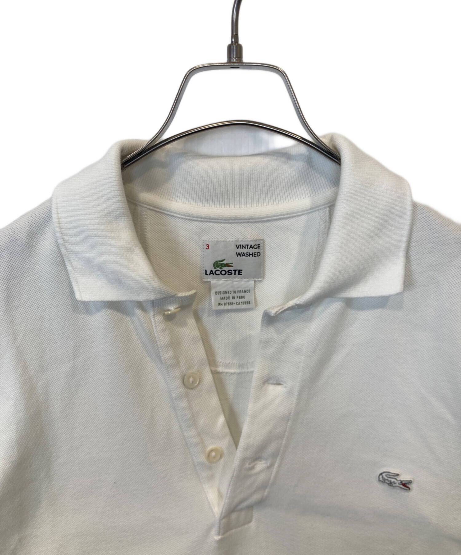 中古・古着通販】LACOSTE (ラコステ) ポロシャツ ホワイト サイズ:3 