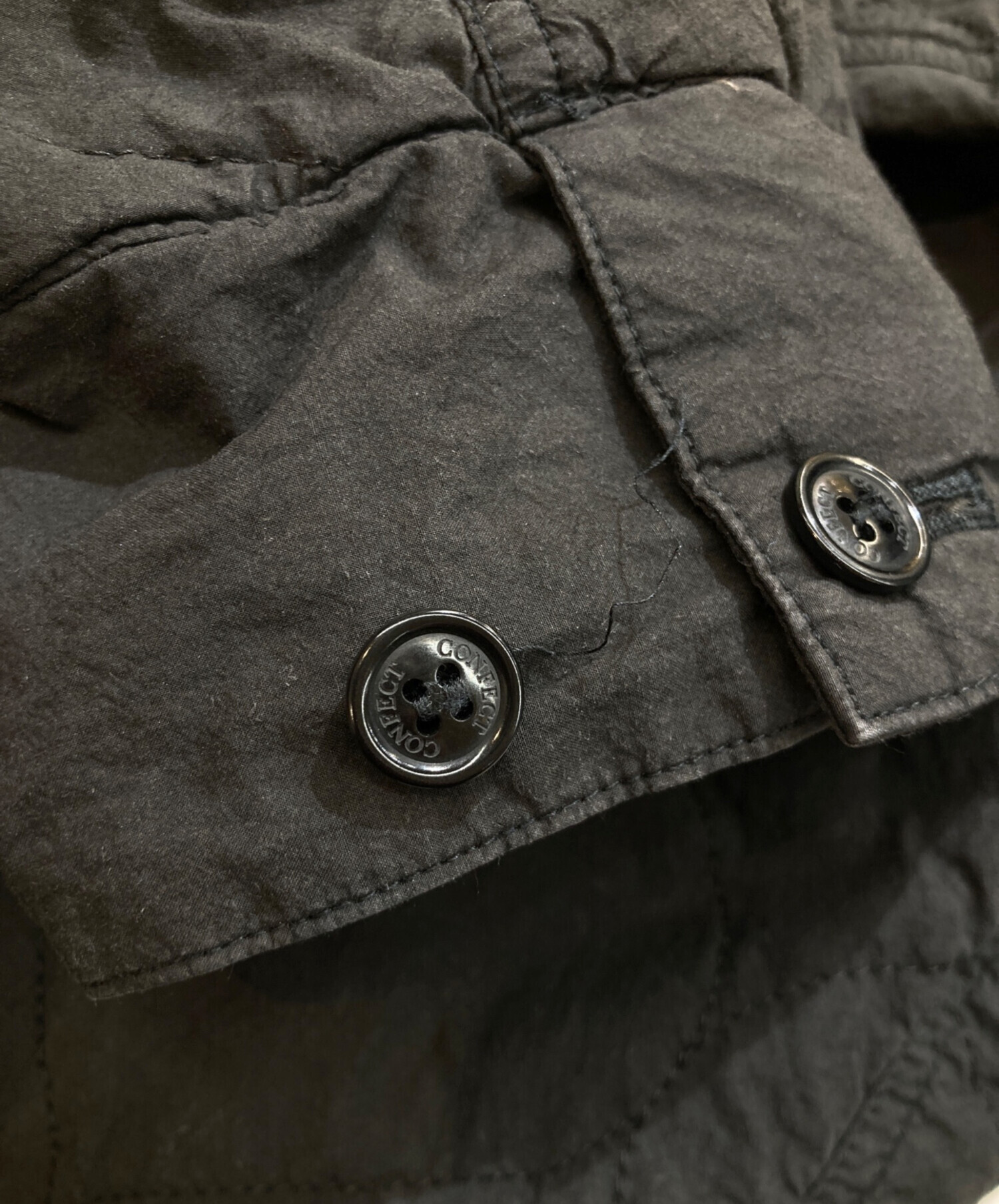 ◆美品◆コンフェクトCONFECTコットンラミーキルティングケープ マフラー 畑違い