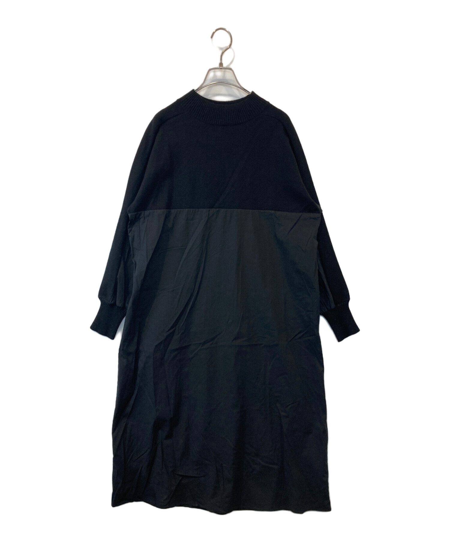 美品♡ビアズリー　モックネック ニットコンビ ワンピース ブラック　異素材 BEARDSLEY（ビアズリー）の「《ビアズリー》モックネックニット