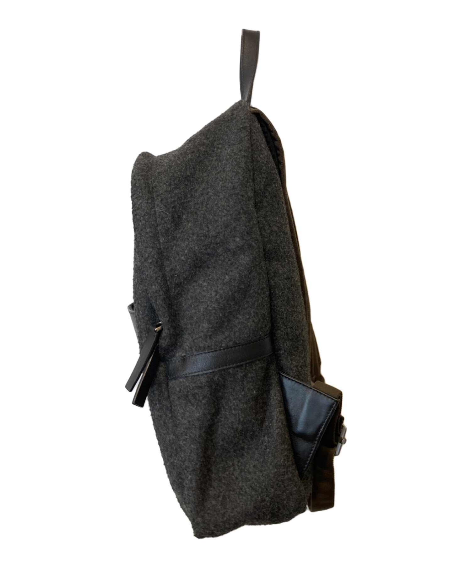 中古・古着通販】MARNI (マルニ) レザーウールリュック ブラック 