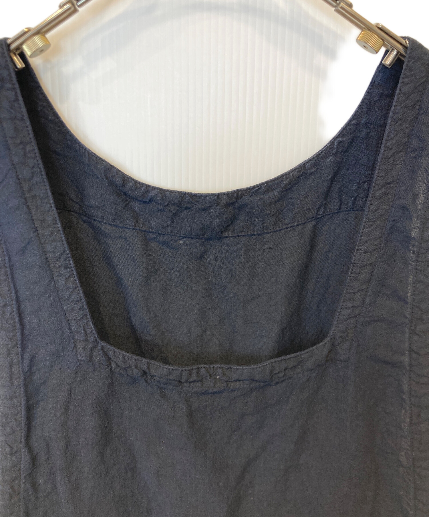 ネストローブ　リネン墨インディゴ染めエプロンワンピース 中古・古着通販】nest Robe (ネストローブ) リネン墨インディゴ染め