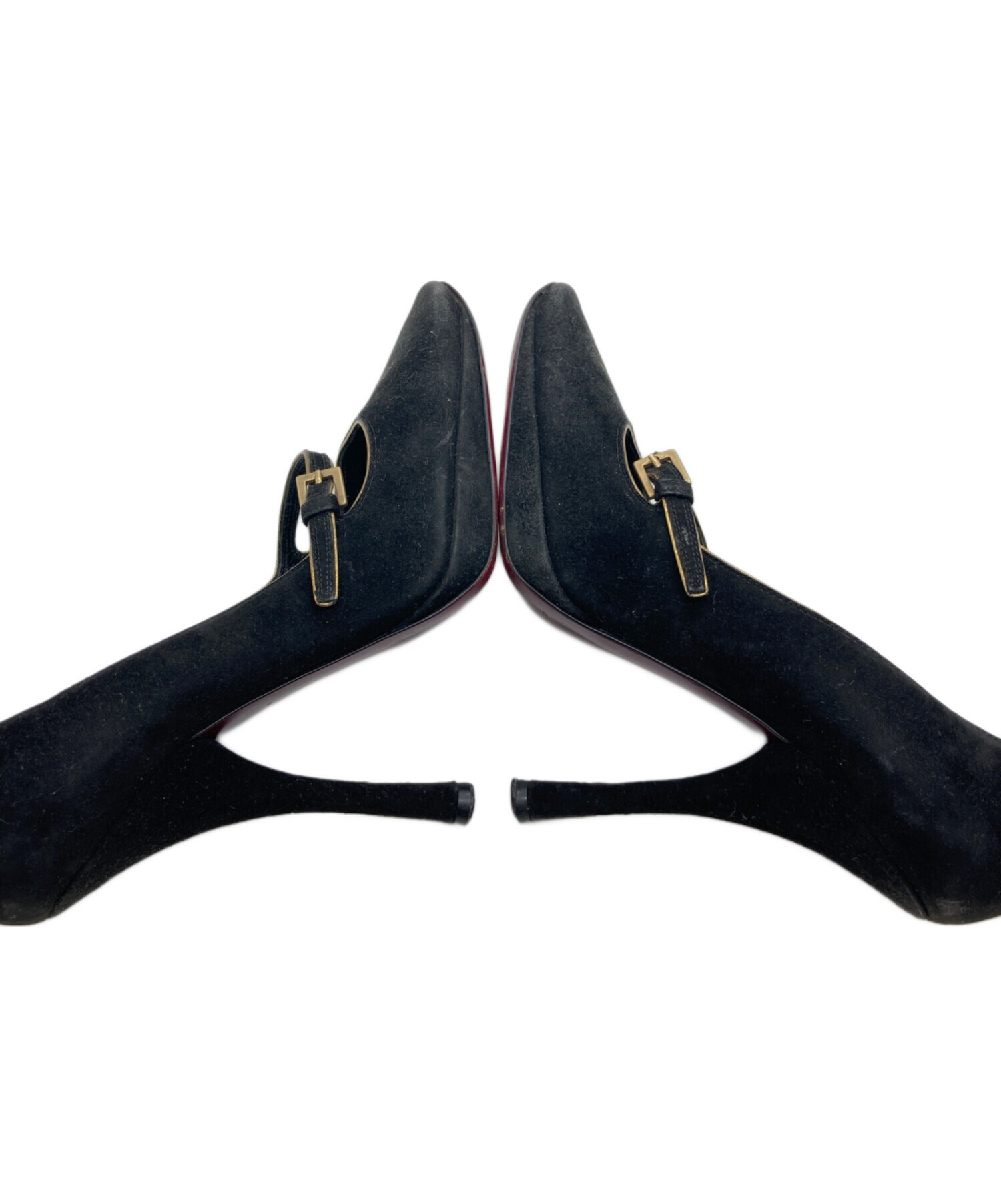 Louis Vuitton ブラック ハイヒール　7ハーフ 中古・古着通販】LOUIS VUITTON (ルイ ヴィトン) スウェードハイヒール