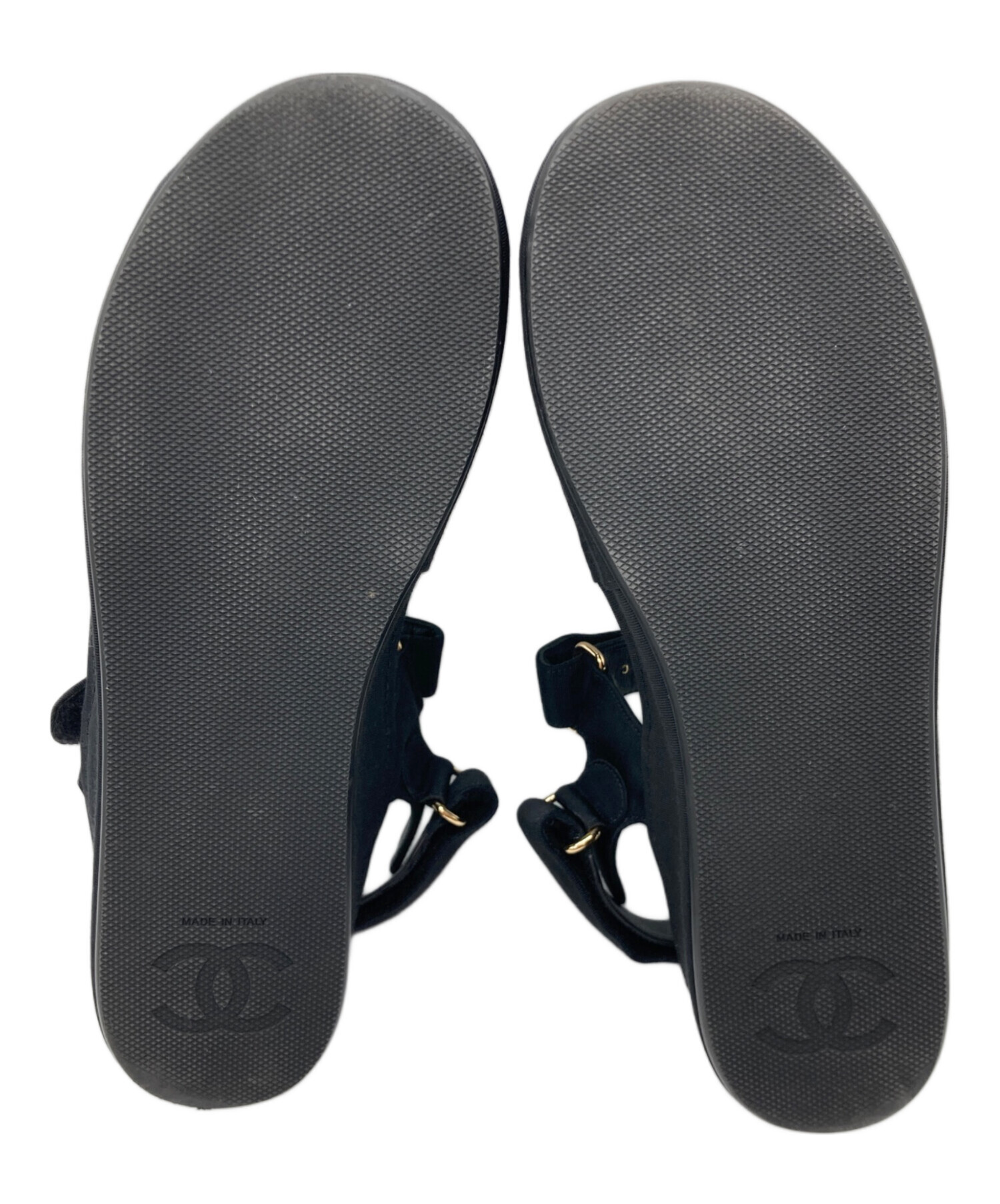 ま*こ様 正規店購入✴︎ ✴︎シャネル ファブリックサンダル 中古・古着通販】CHANEL (シャネル) コマーク レザー×ファブリック