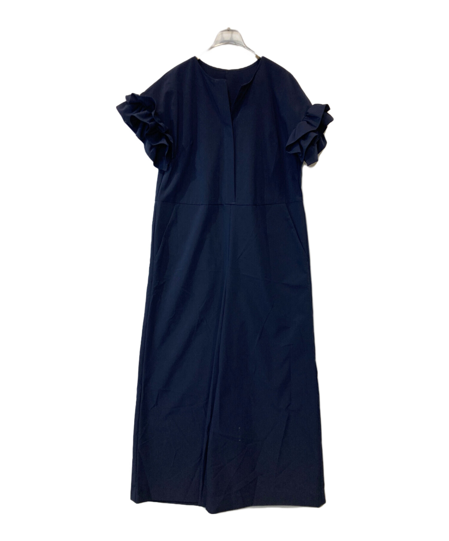 中古・古着通販】CADUNE (カデュネ) 袖フリルオールインワン ネイビー