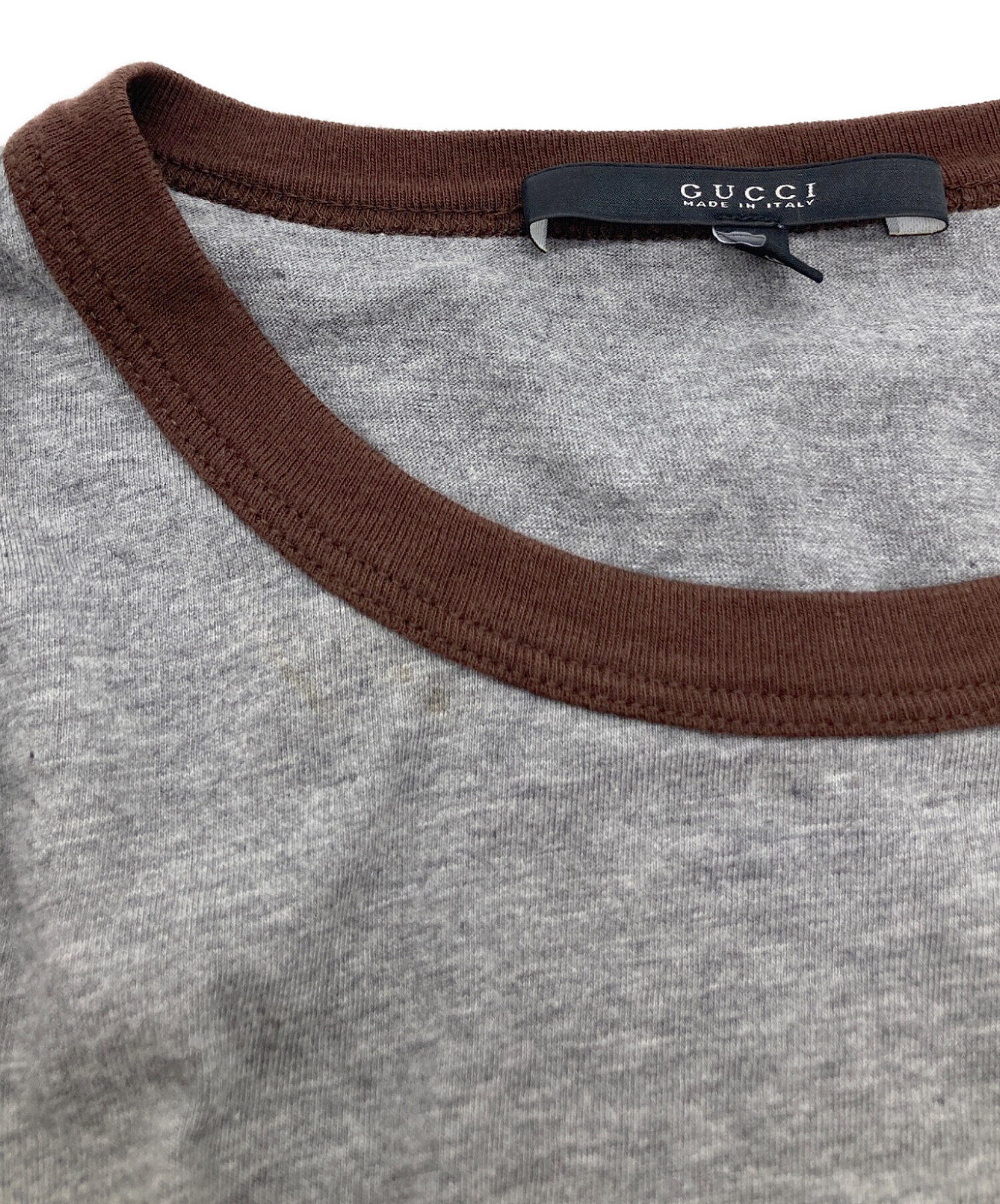 中古・古着通販】GUCCI (グッチ) リンガーTシャツ 269115 X3640 グレー