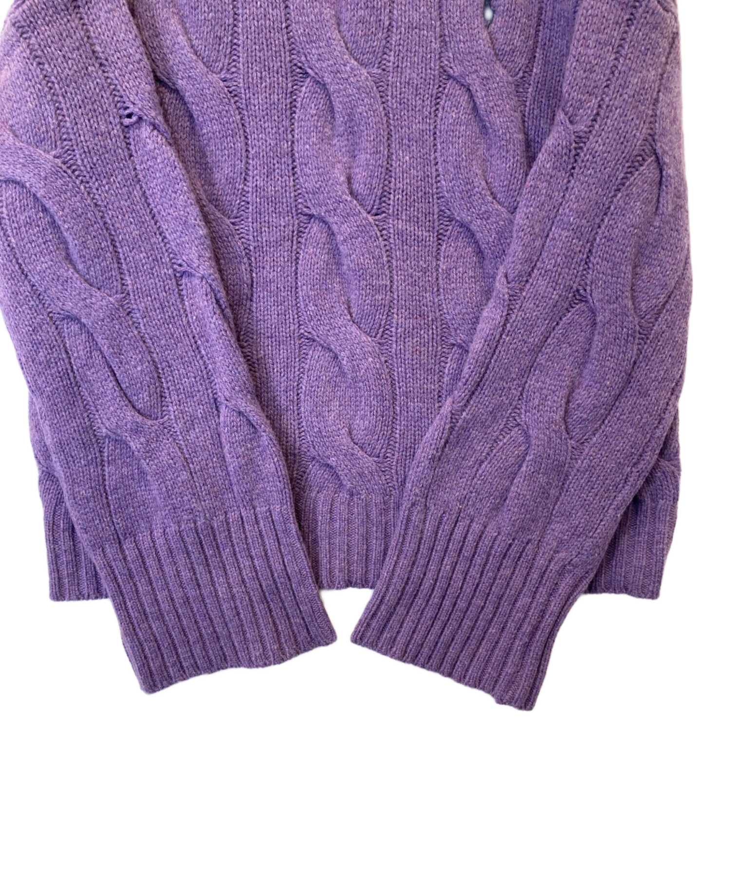 12 ラルフローレン カシミヤ ウール ケーブルニット ワンポイント刺繍 紫 S 中古・古着通販】POLO RALPH LAUREN (ポロ・ラルフローレン) ウール