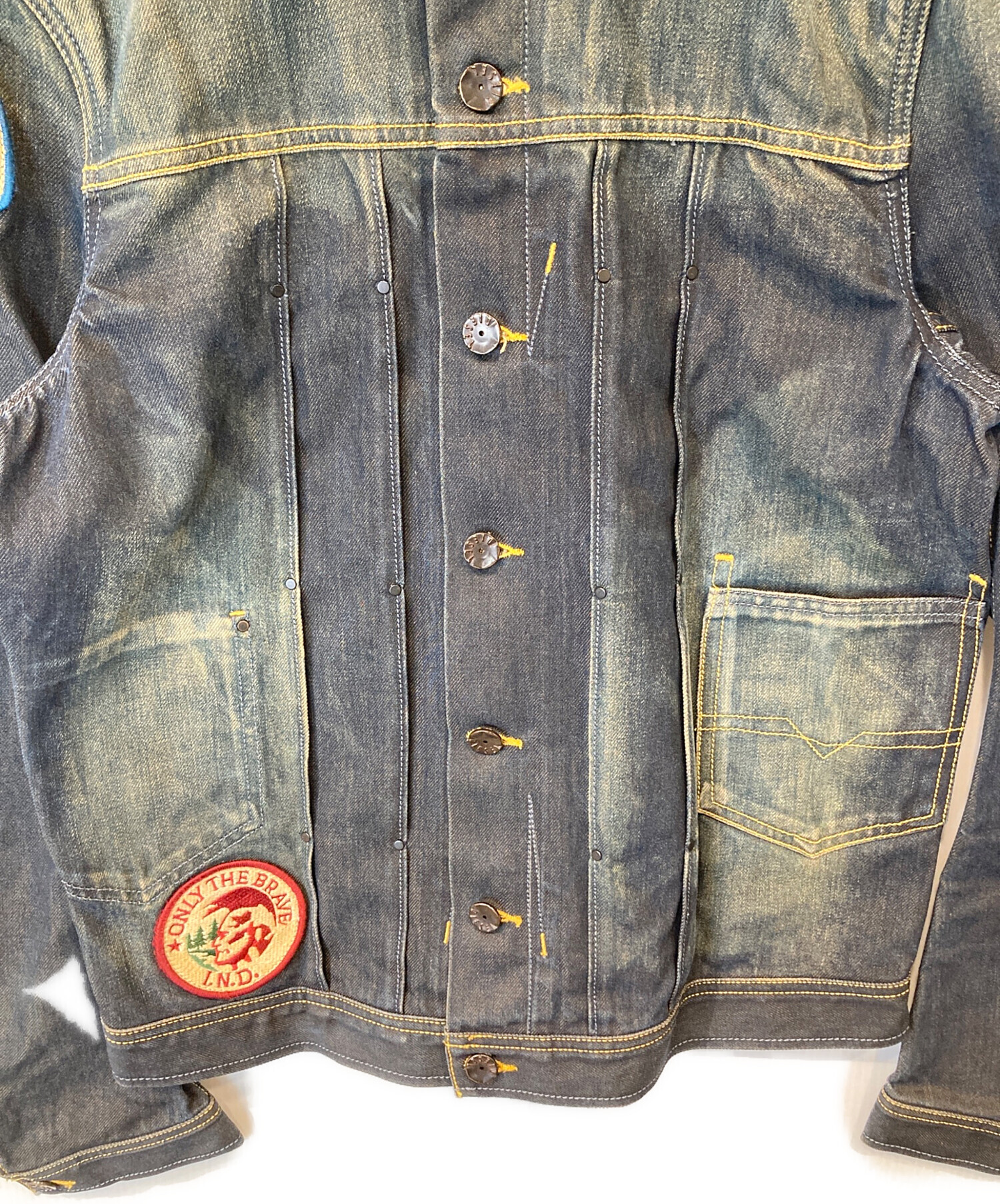 専用★ディーゼル デニムジャケット Gジャン レザー ワッペン 古着 y2k L 中古・古着通販】DIESEL (ディーゼル) ワッペンデニムジャケット