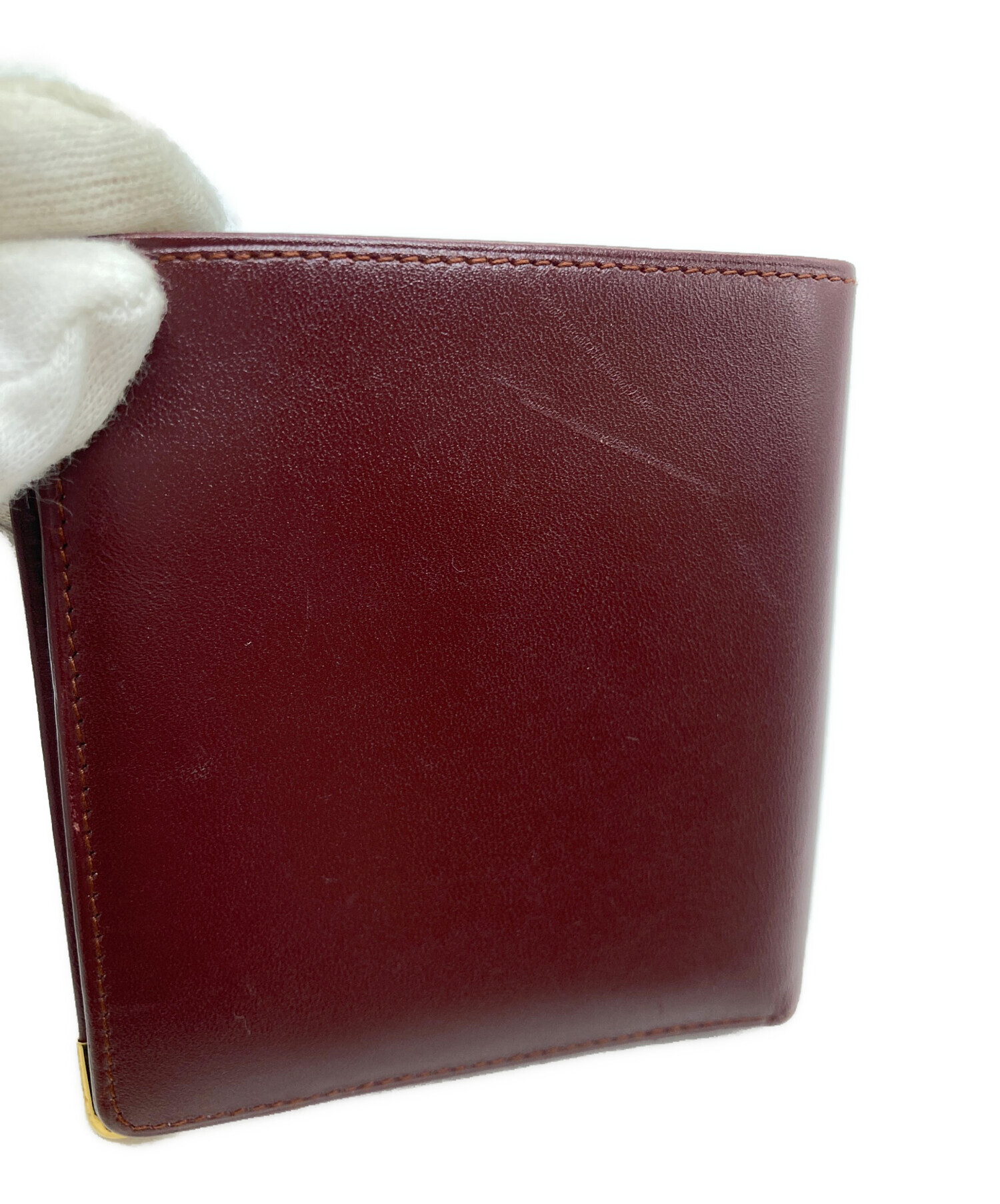 中古・古着通販】Cartier (カルティエ) 2つ折り財布 ボルドー