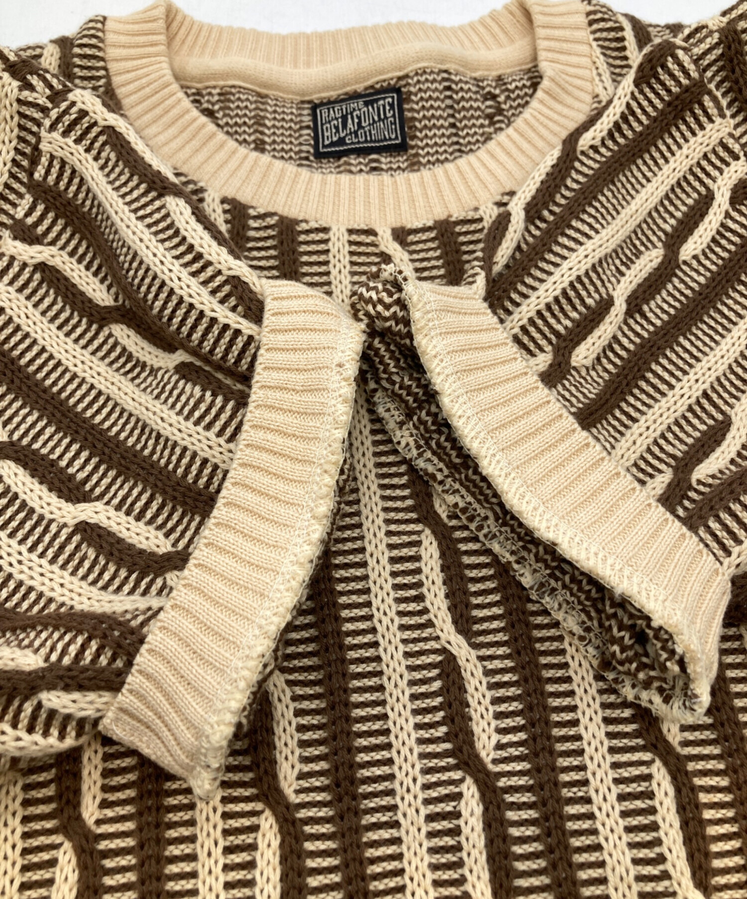 中古・古着通販】BELAFONTE (ベラフォンテ) 3D半袖ニット ブラウン