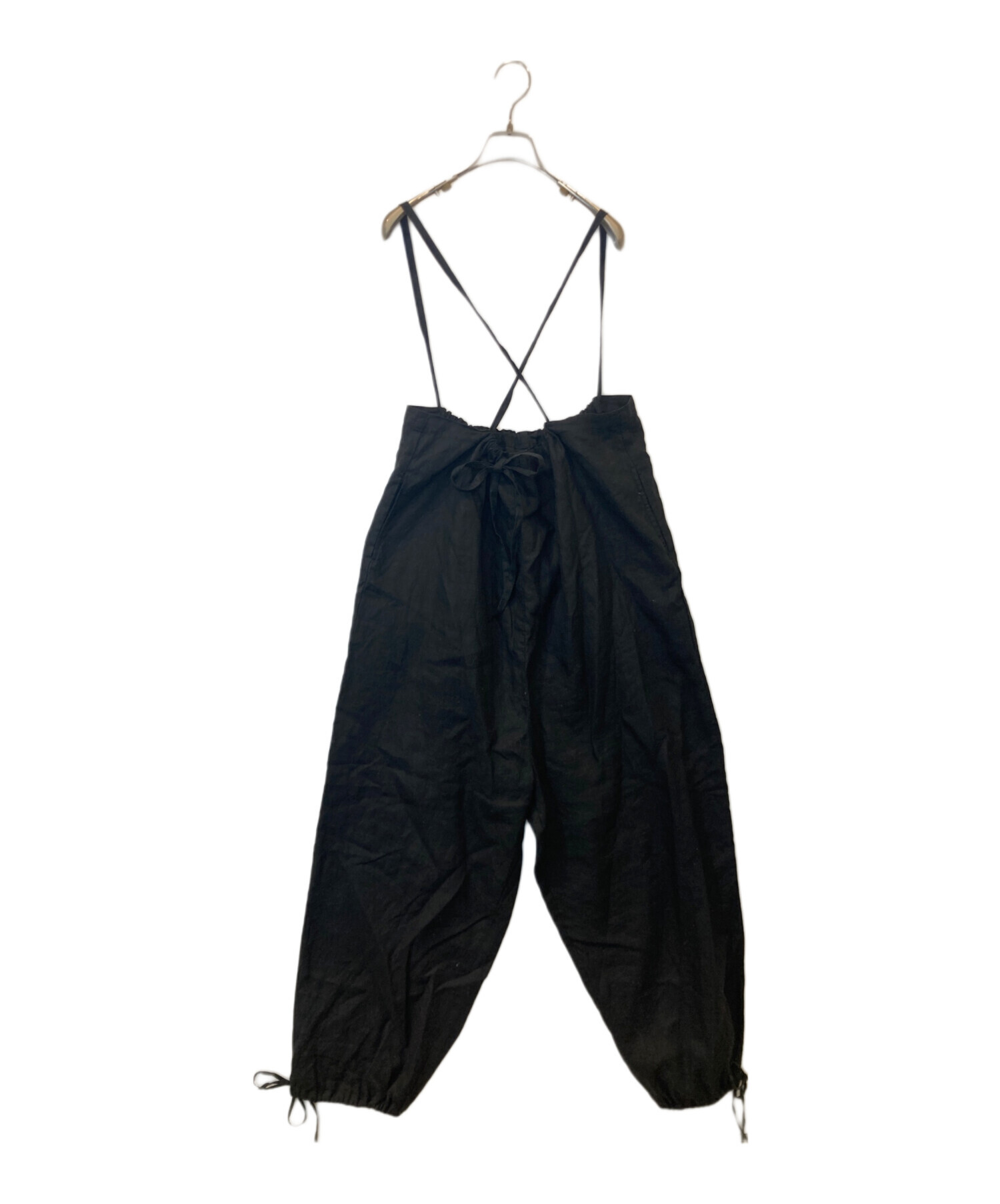 【美品】nest Robe リネンバルーンサロペット　ブラック 中古・古着通販】nest Robe (ネストローブ) 〝 It's ME 〟リネン