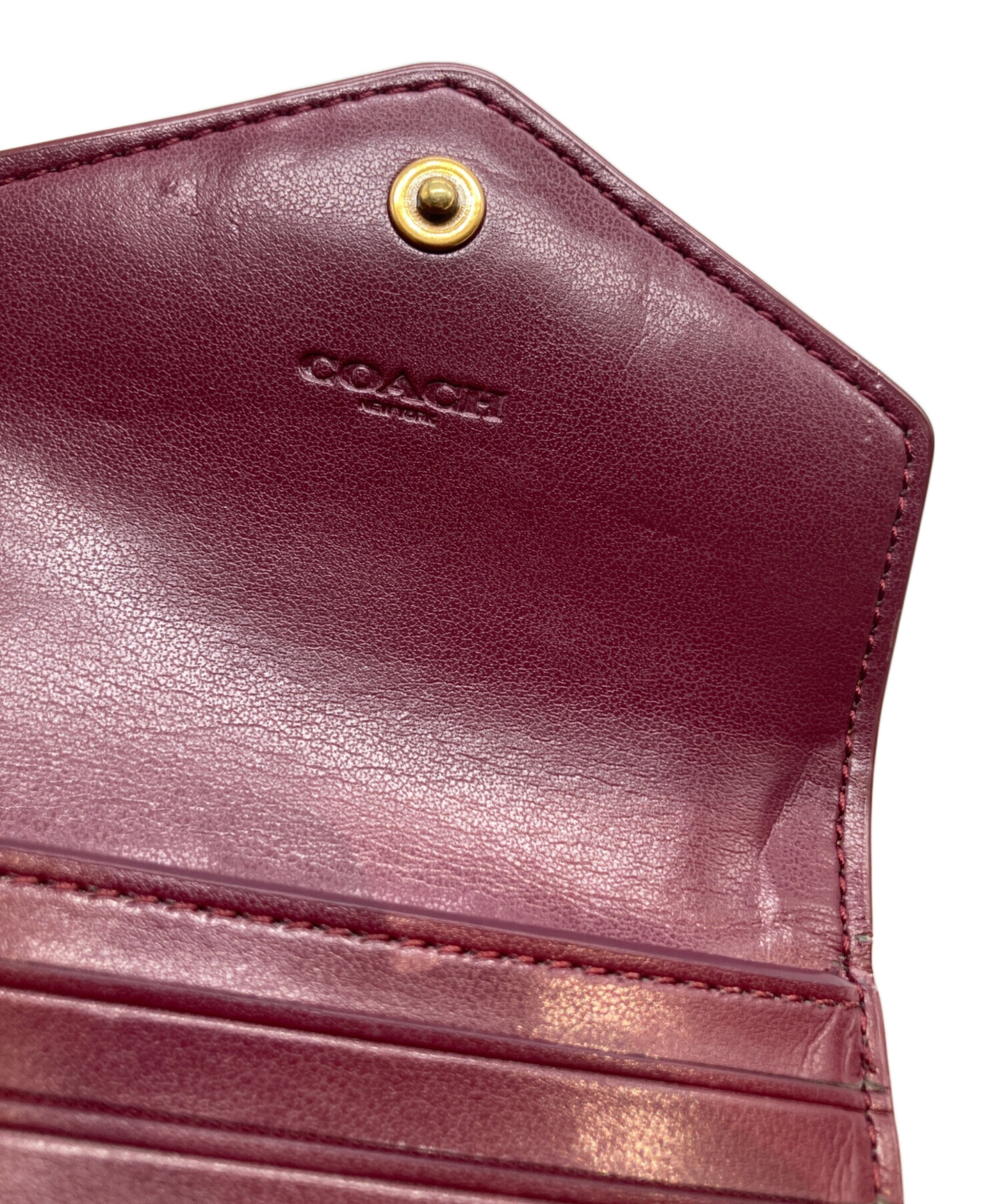 新品☆COACH コーチ　三つ折り財布、レッド　ブラウン　レザー シグネチャー 中古・古着通販】COACH (コーチ) 3つ折り財布 ブラウン｜ブランド